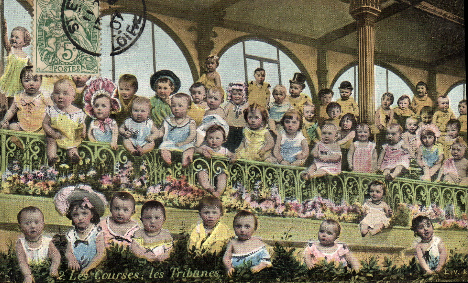 Postal Equitación Hípica Caballo los cursos las tribunas Niños Bebés