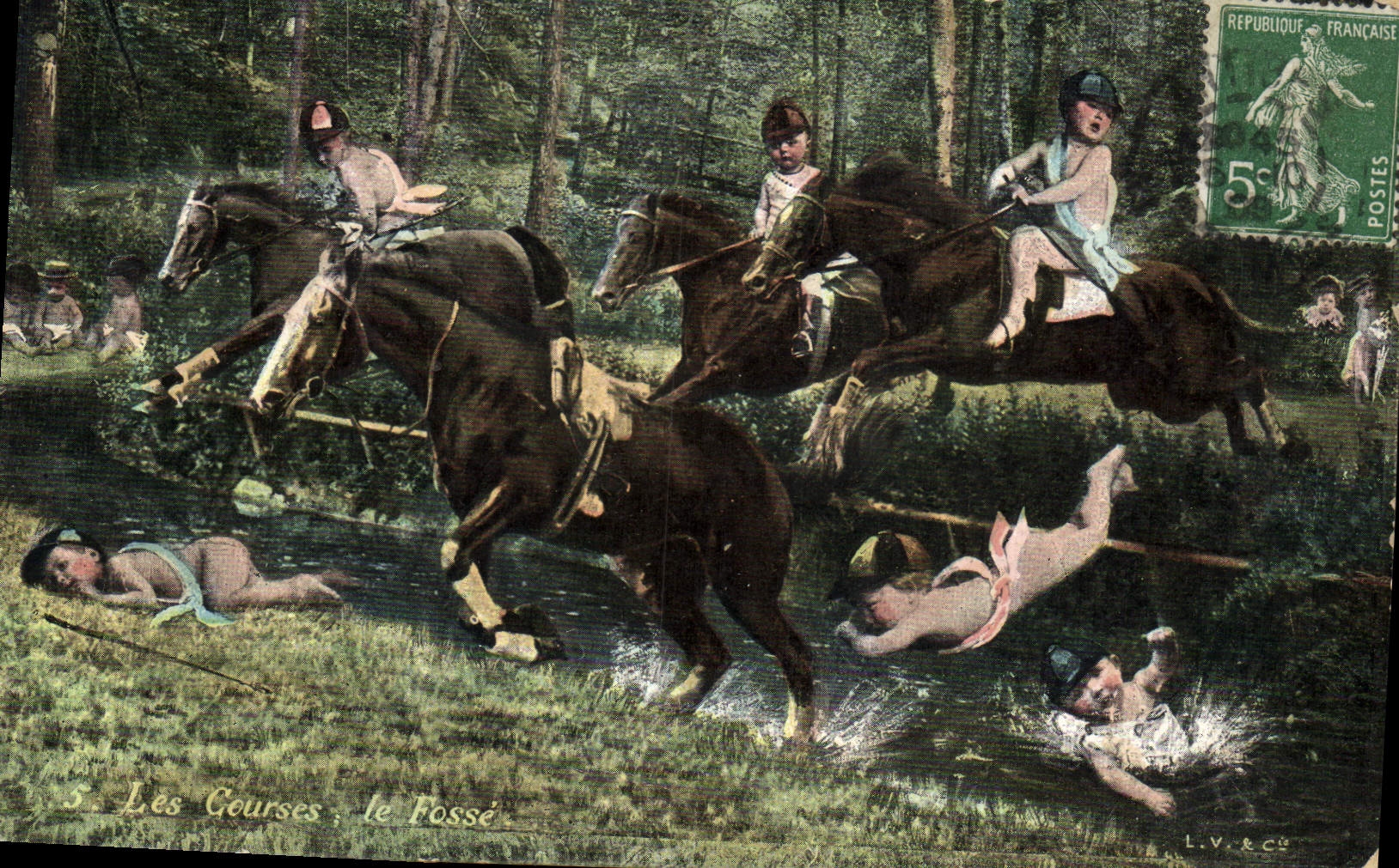 Postal Equitación Hípica Caballo los cursos el hoyo Niños Bebés