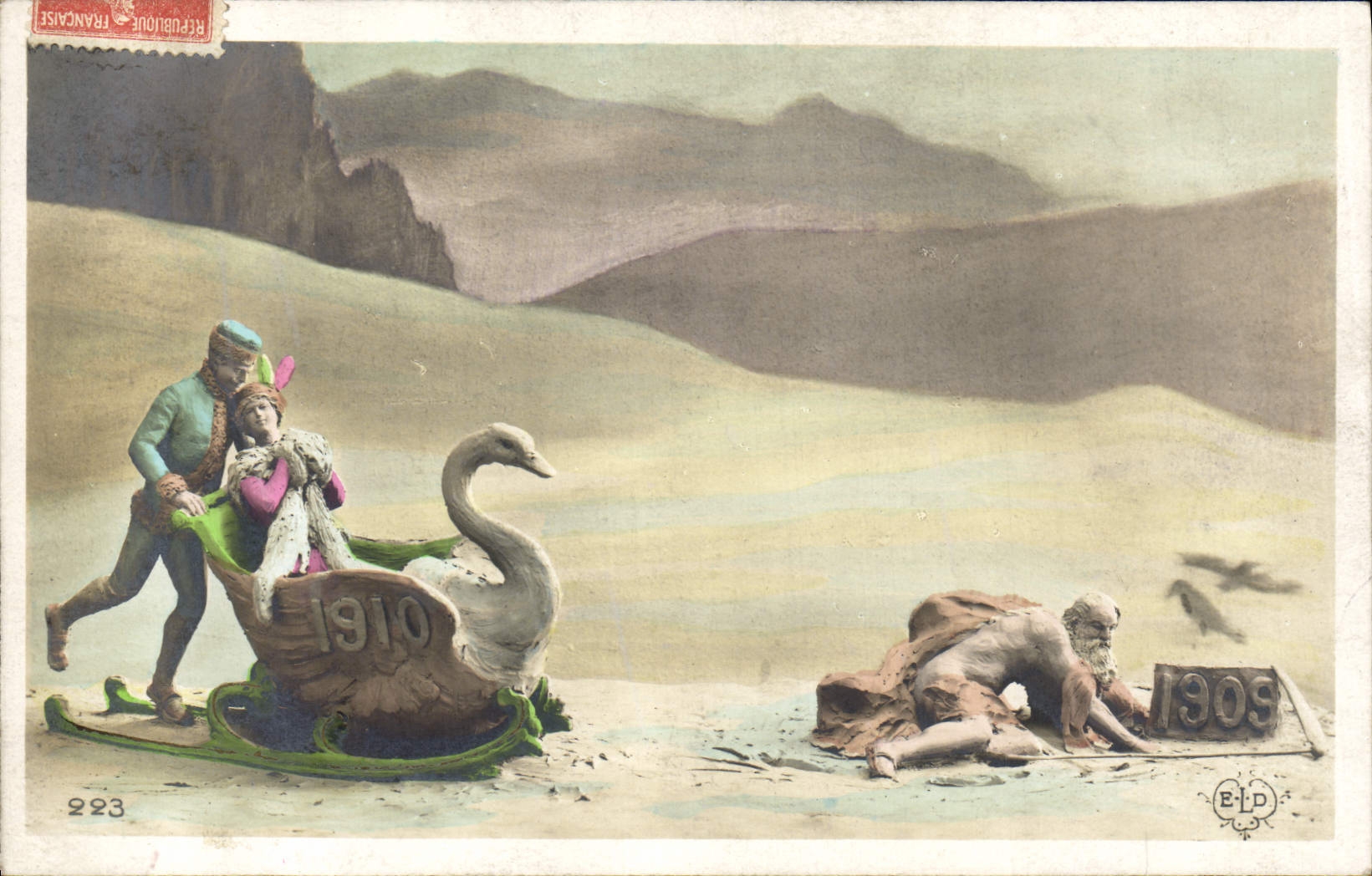 CPA Fantaisie Annee 1909 1910 Cygne 