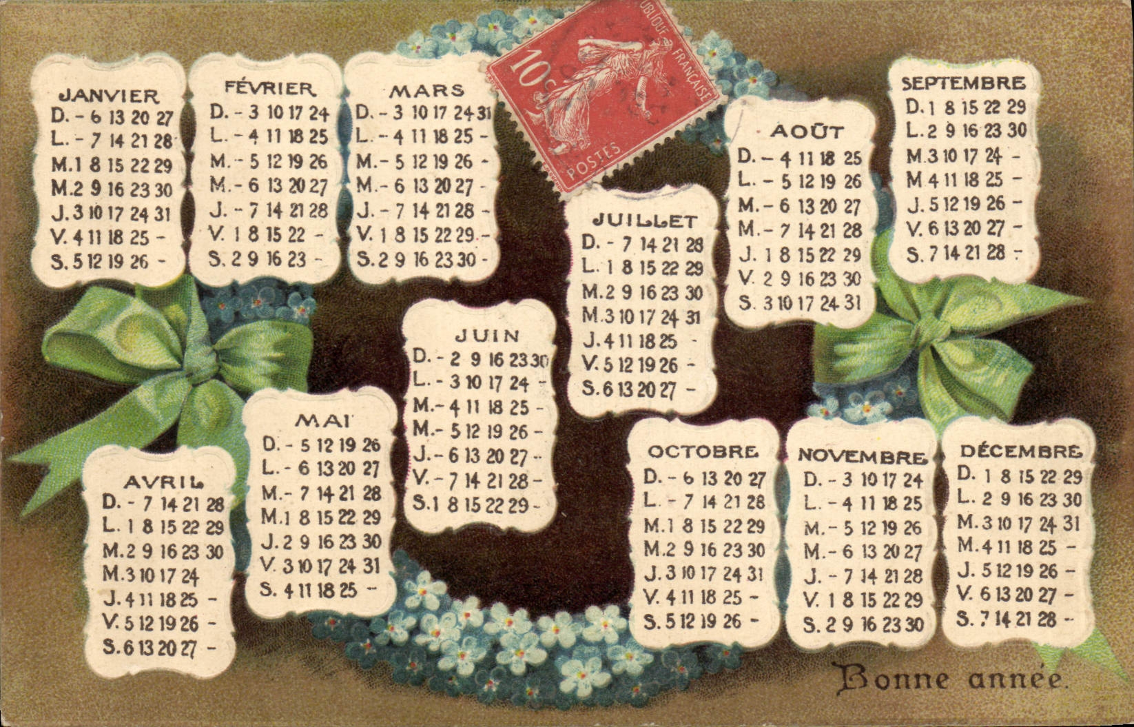 CPA Fantaisie Calendrier 