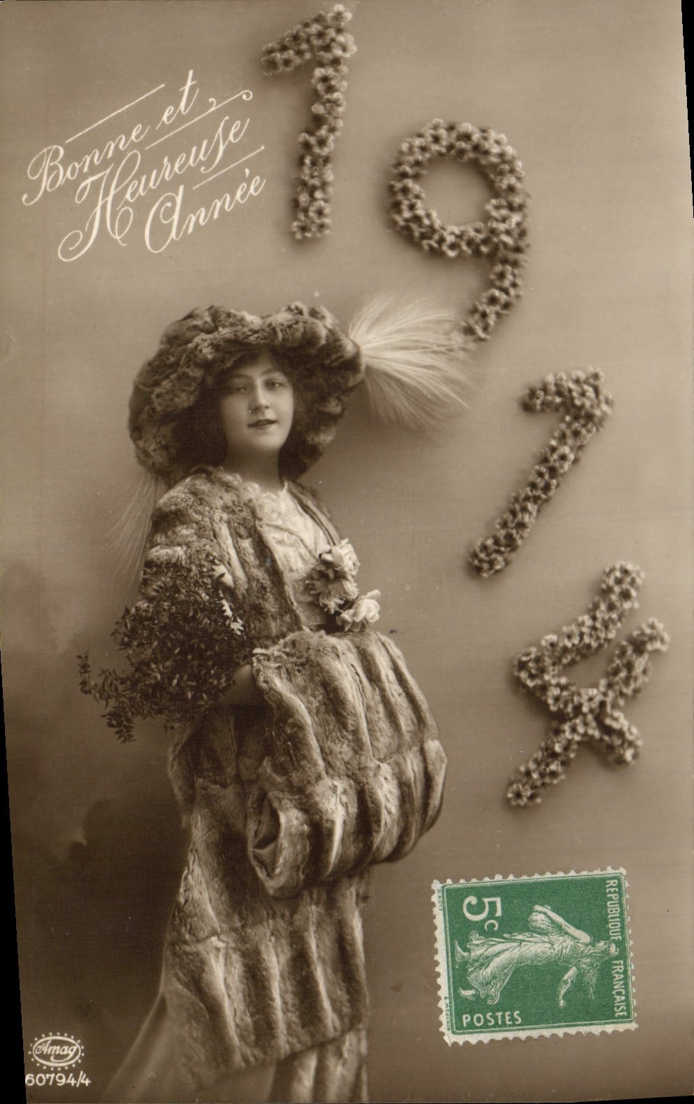 Vintage Postcard Fantasy Year 1914 Woman