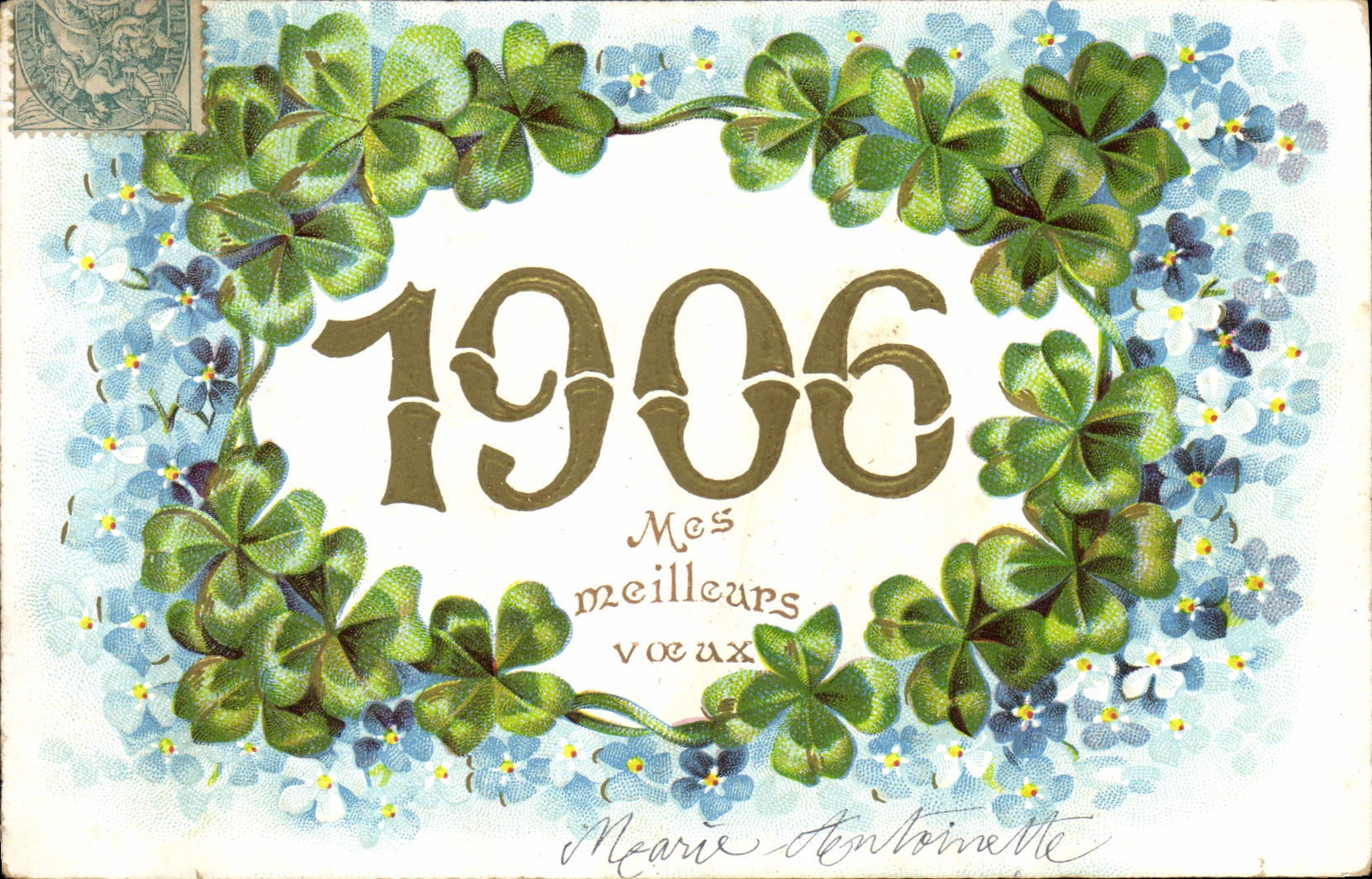 Vintage Postcard Fantasy Year 1906 Clover Flowers