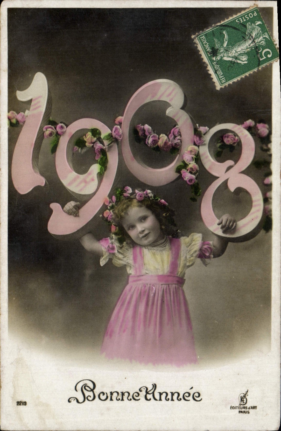 CPA Fantaisie Annee 1908 Enfant Bonne annee