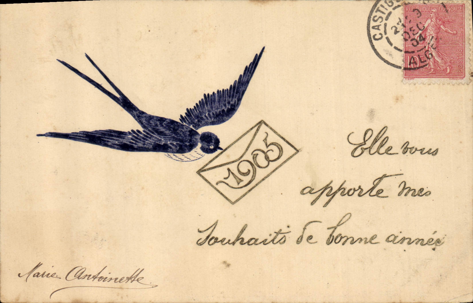 CPA Fantaisie Annee 1905 Hirondelle Oiseau