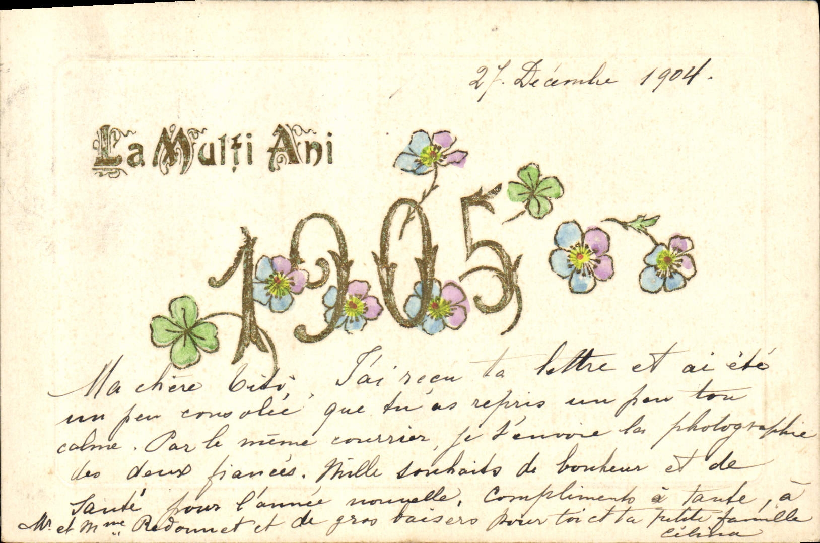 CPA Fantaisie Annee 1905 Fleurs 