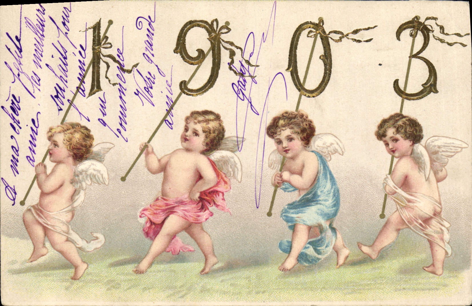 Vintage Postcard Fantasy Year 1903 Angels