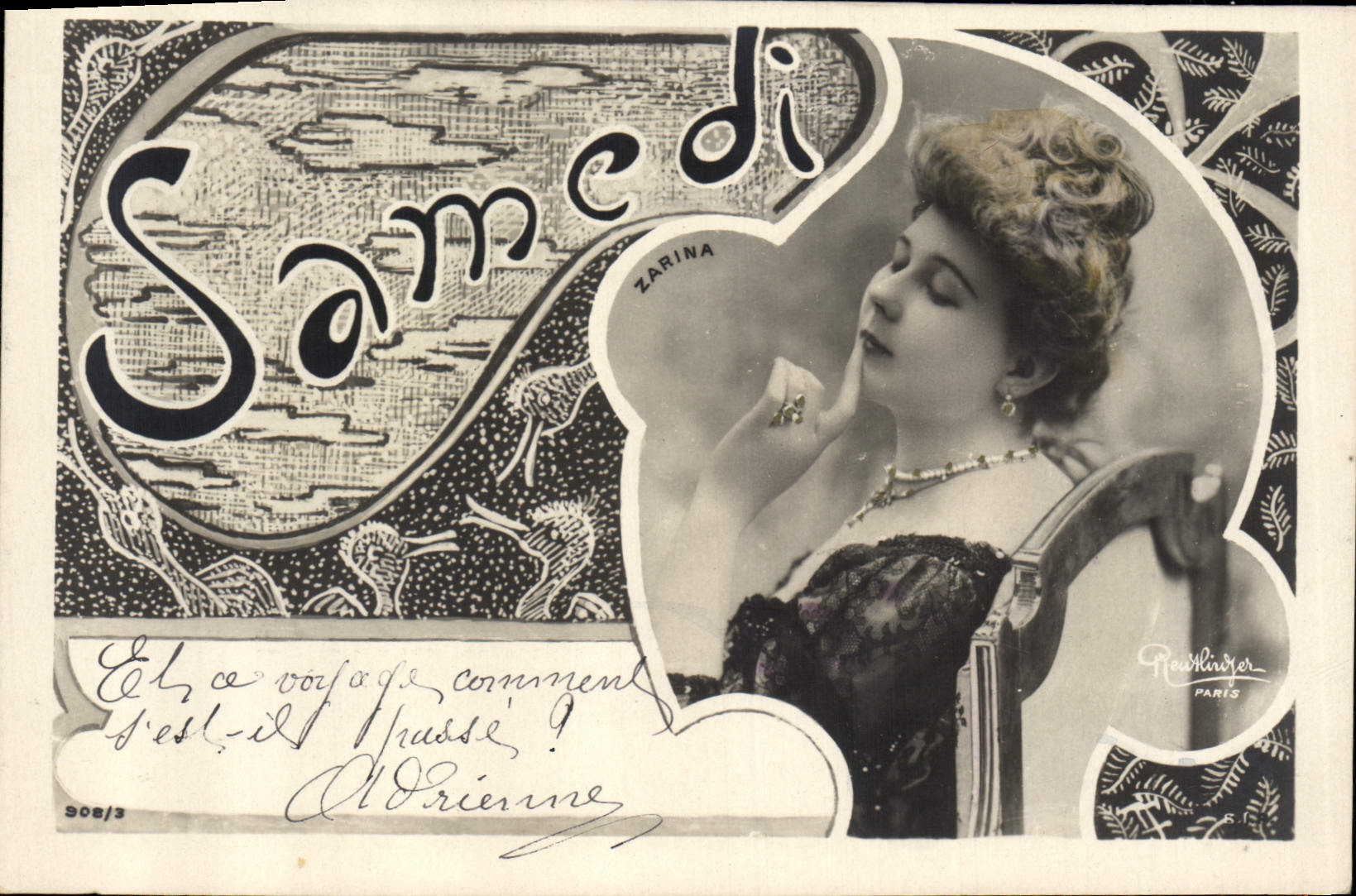 Vintage Postcard Fantasy Day Woman Saturday