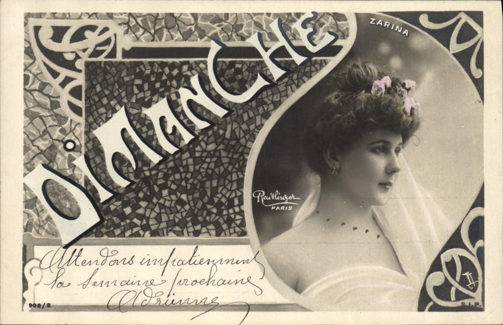 Vintage Postcard Fantasy Day Woman Sunday