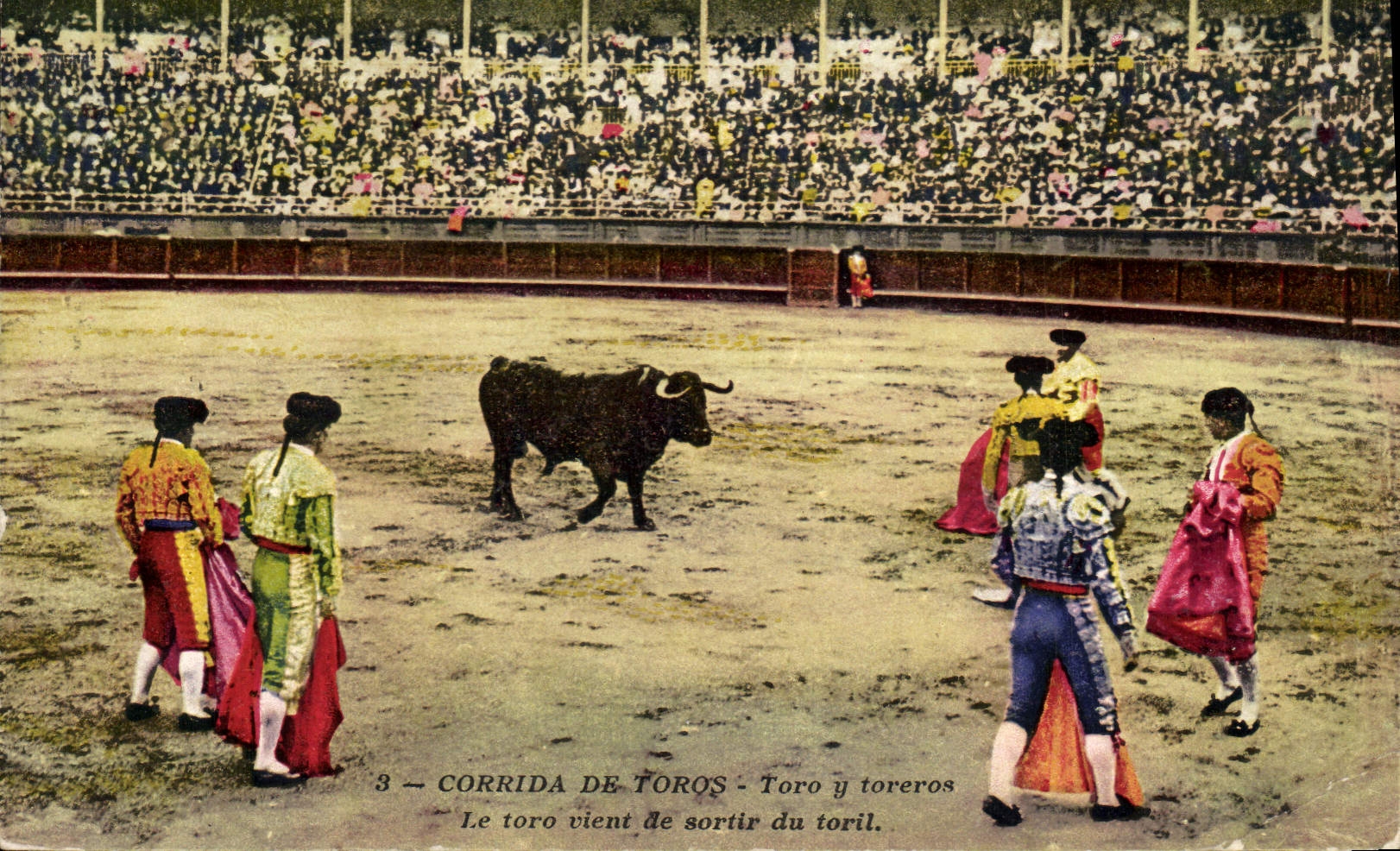 Postal Corrida Corrida de toros Toro allí torreros