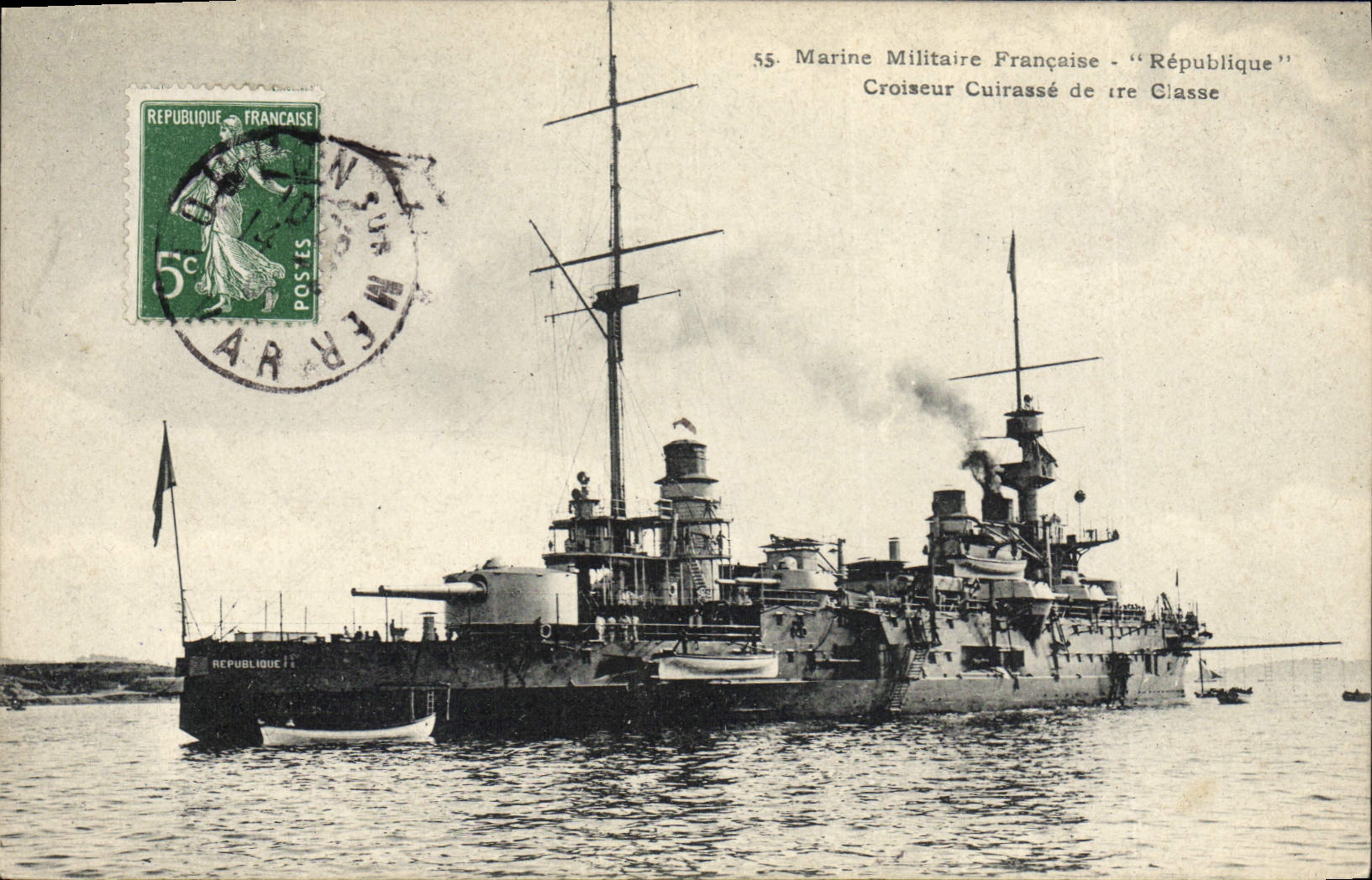 Vintage Postcard Warship Republic Cruiser Armours 1st class