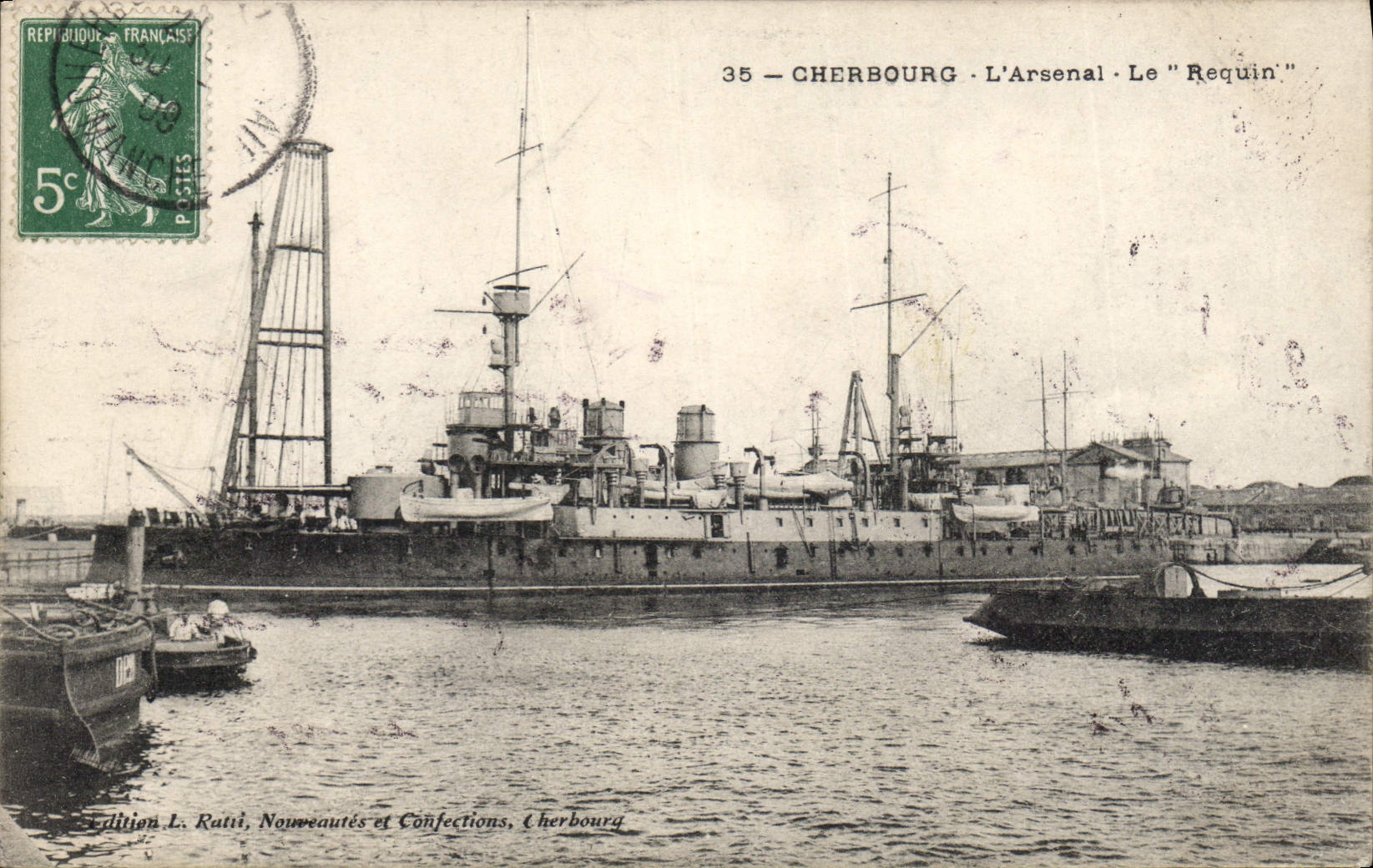 Vintage Postcard Warship Cherbourg the arsenal the Shark