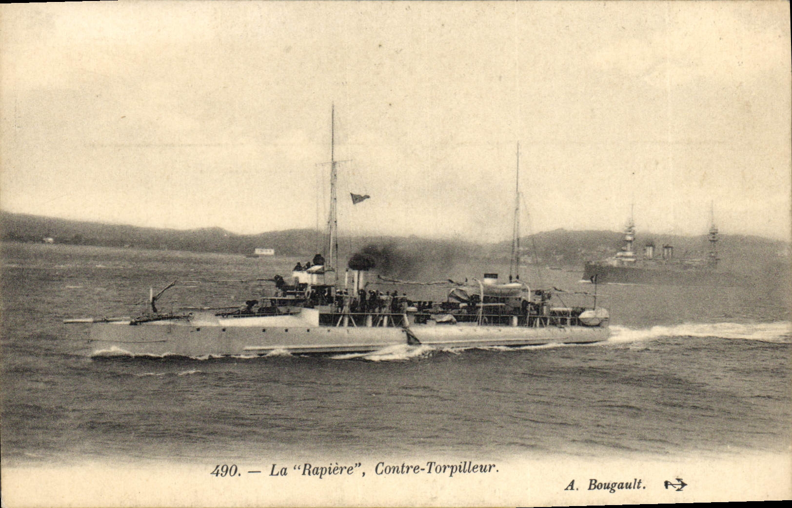 CPA Bateau de Guerre La Rapiere Contre torpilleur 