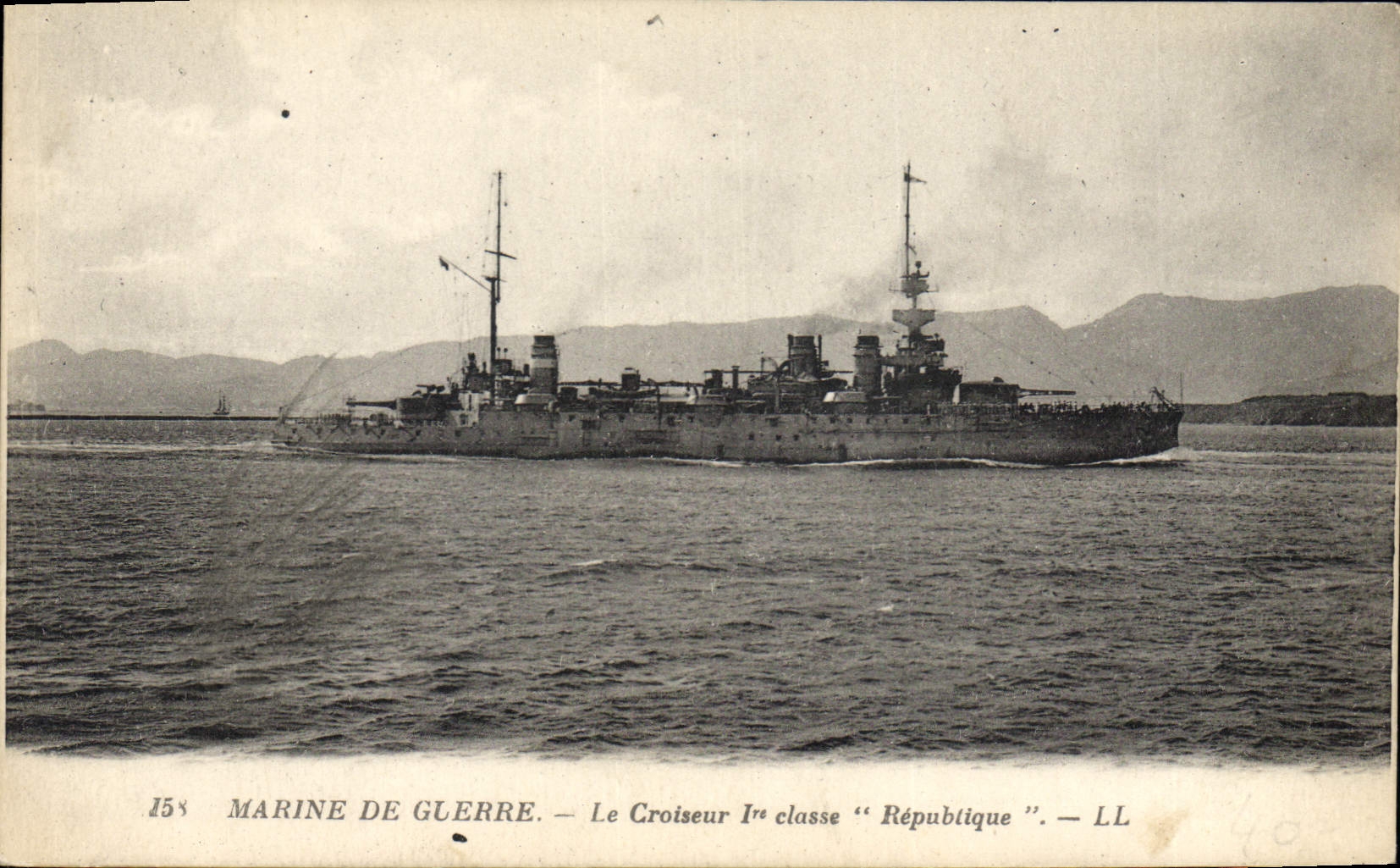 Vintage Postcard Warship the cruiser 1st class Republic