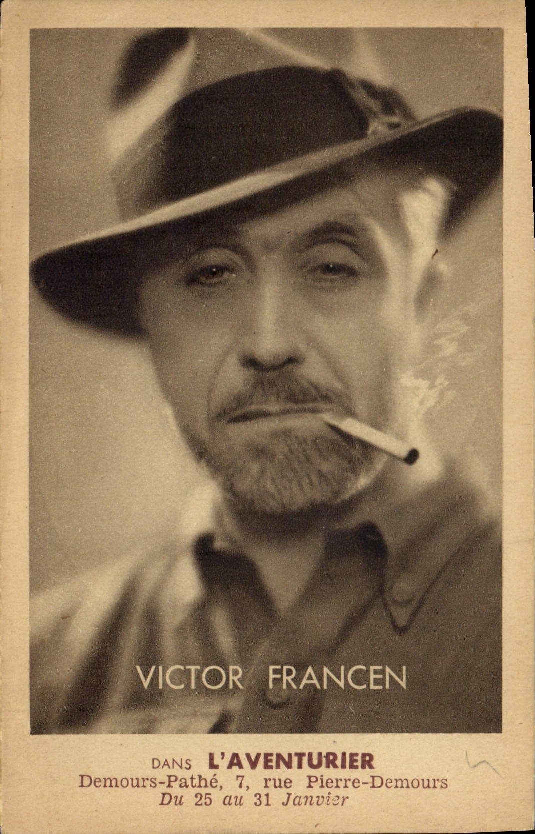 Postal Cine Victor Francen el aventurero Demours Pathe