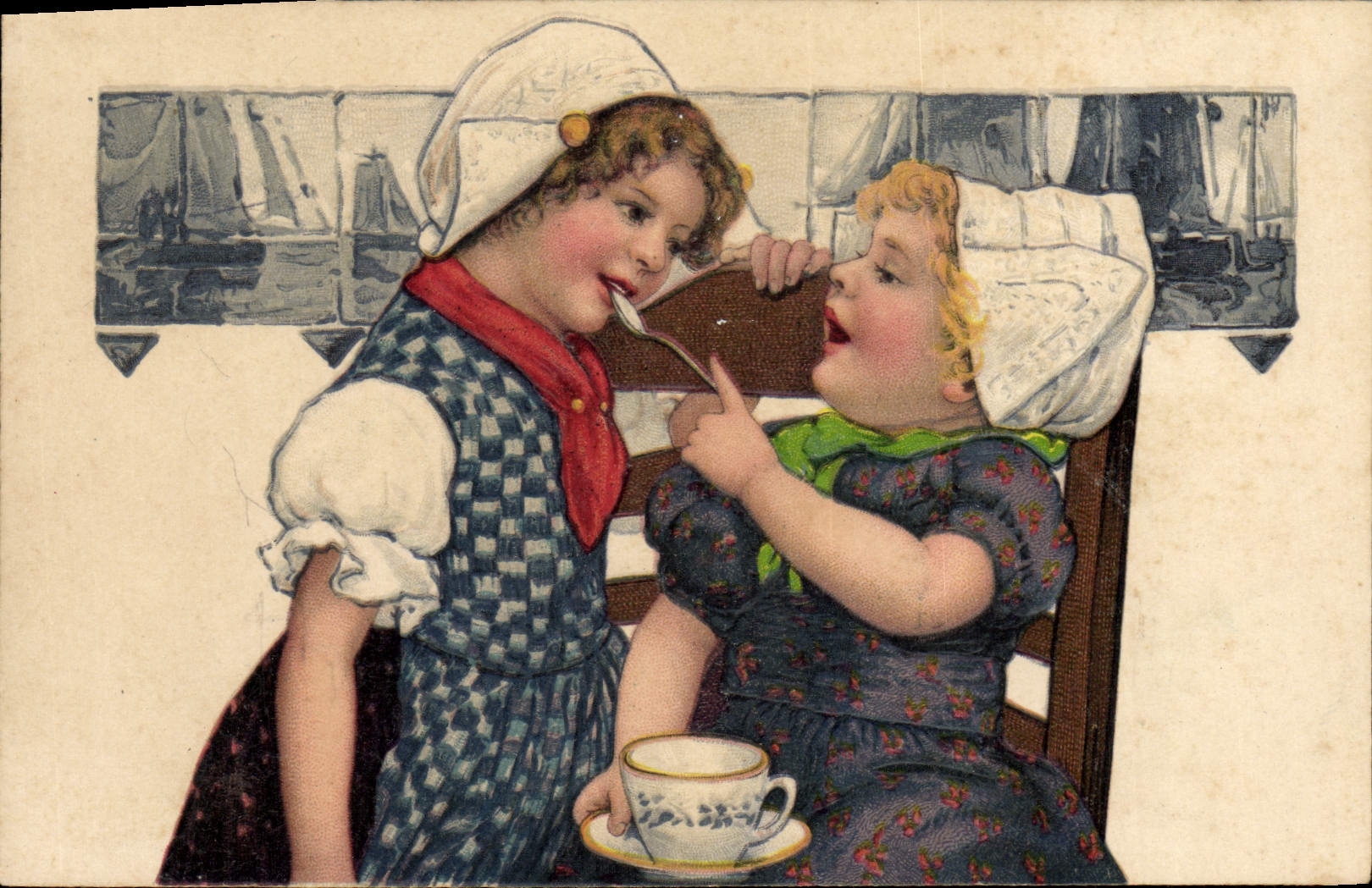 CPA Fantaisie Enfants Bateaux de peche