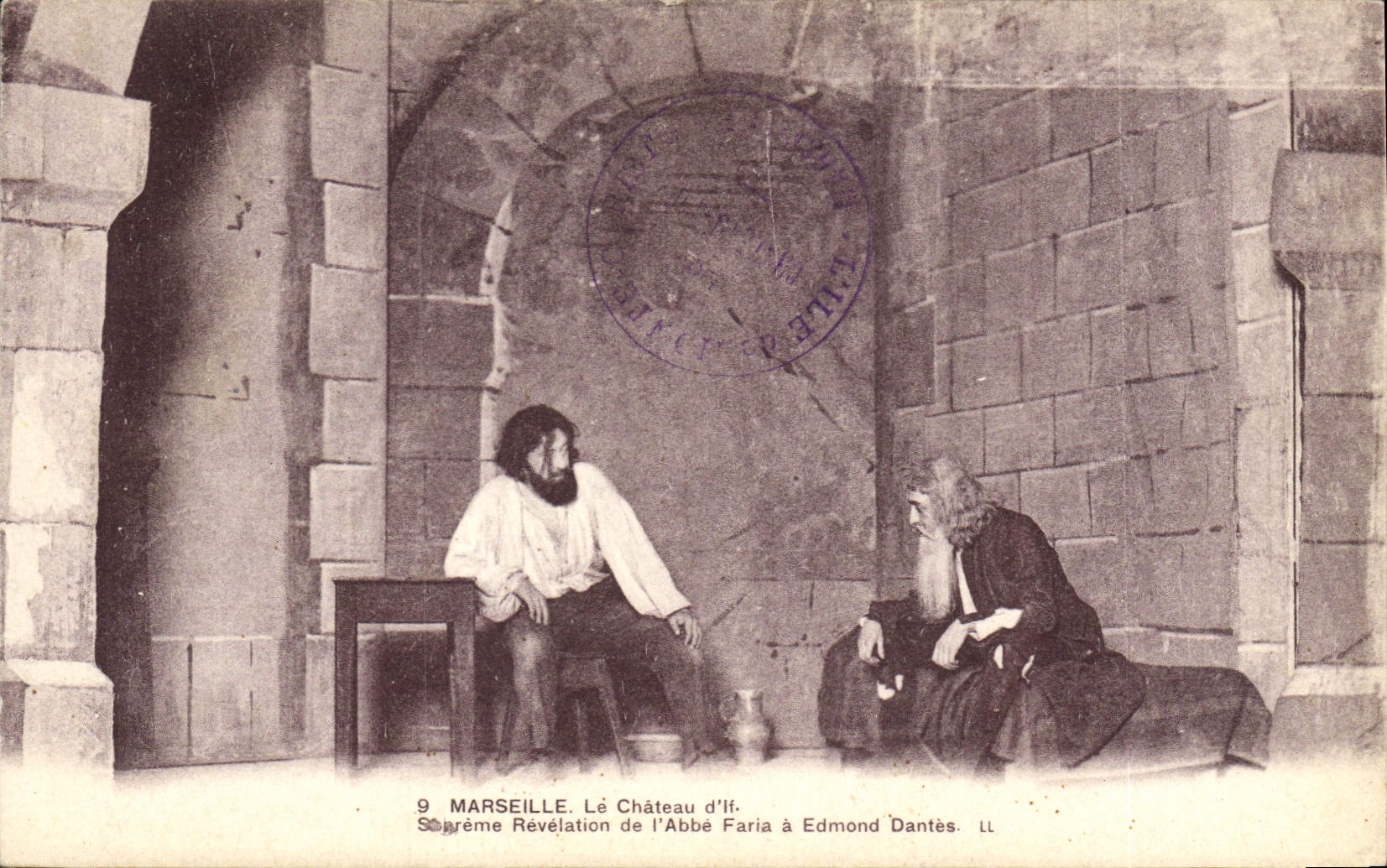 Vintage Postcard Marseilles the castle of Yew Abbot Faria Edmond Dantes