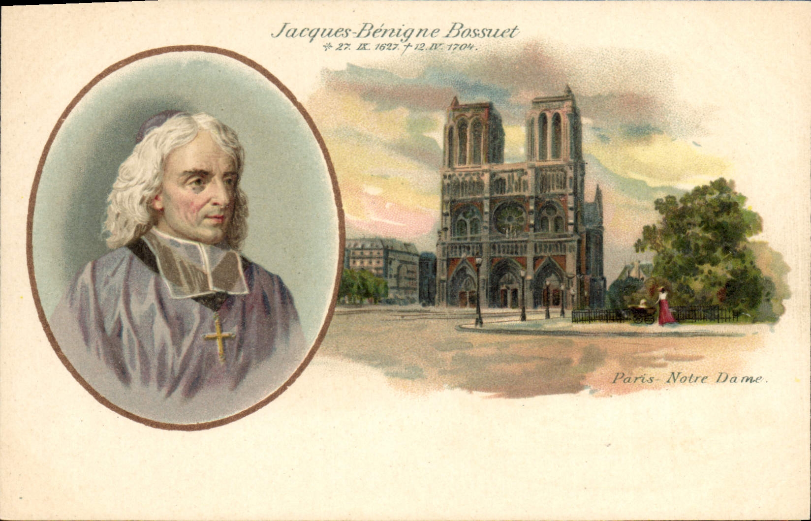 Vintage Postcard Jacques Benign Bossuet Paris Notre Dame