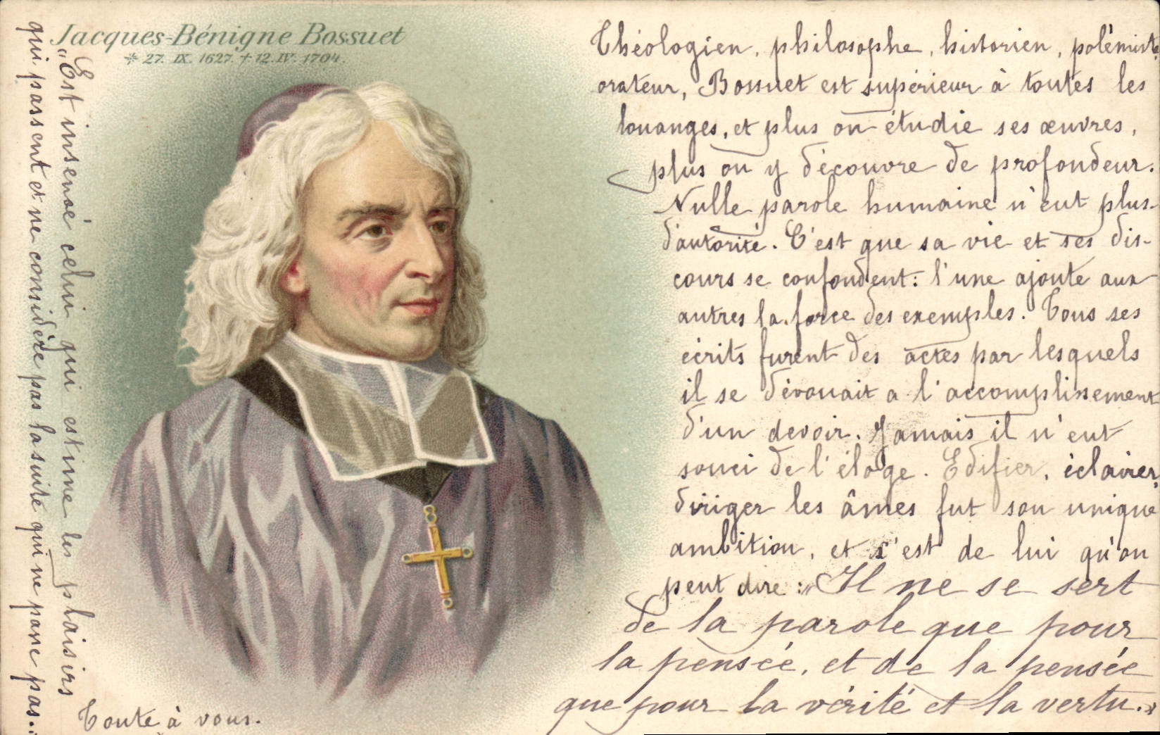 Vintage Postcard Jacques Benign Bossuet