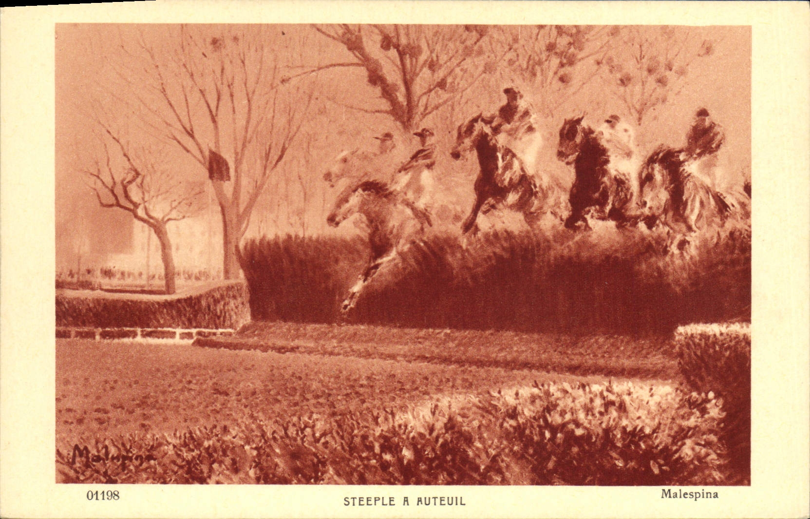 CPA Equitation Hippisme Cheval Steeple a Auteuil 