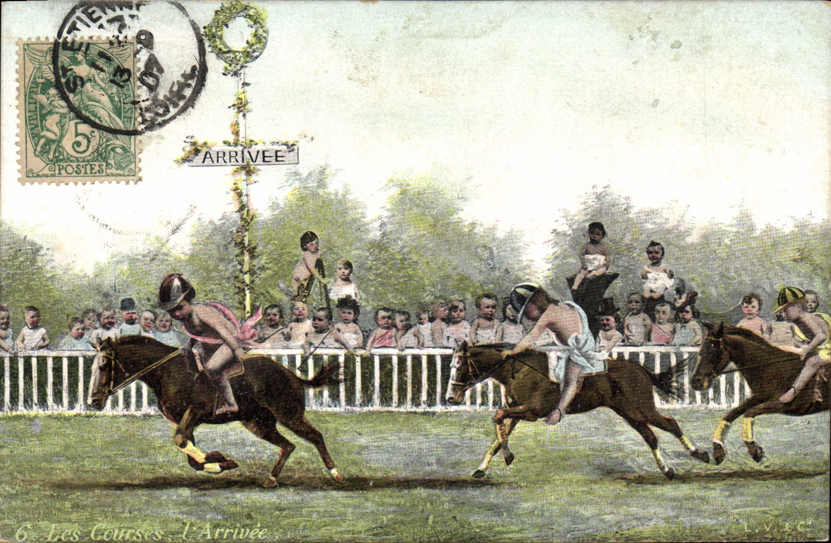 Postal Equitación Hípica Caballo Niños Bebés