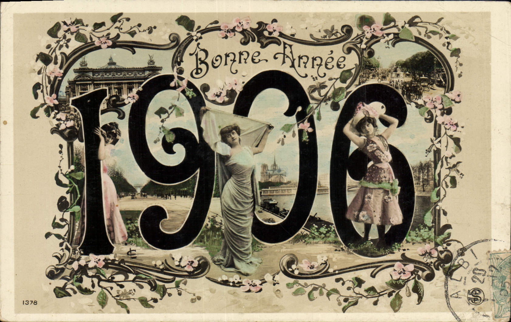 Vintage Postcard Fantasy Year 1906 Women Flowers