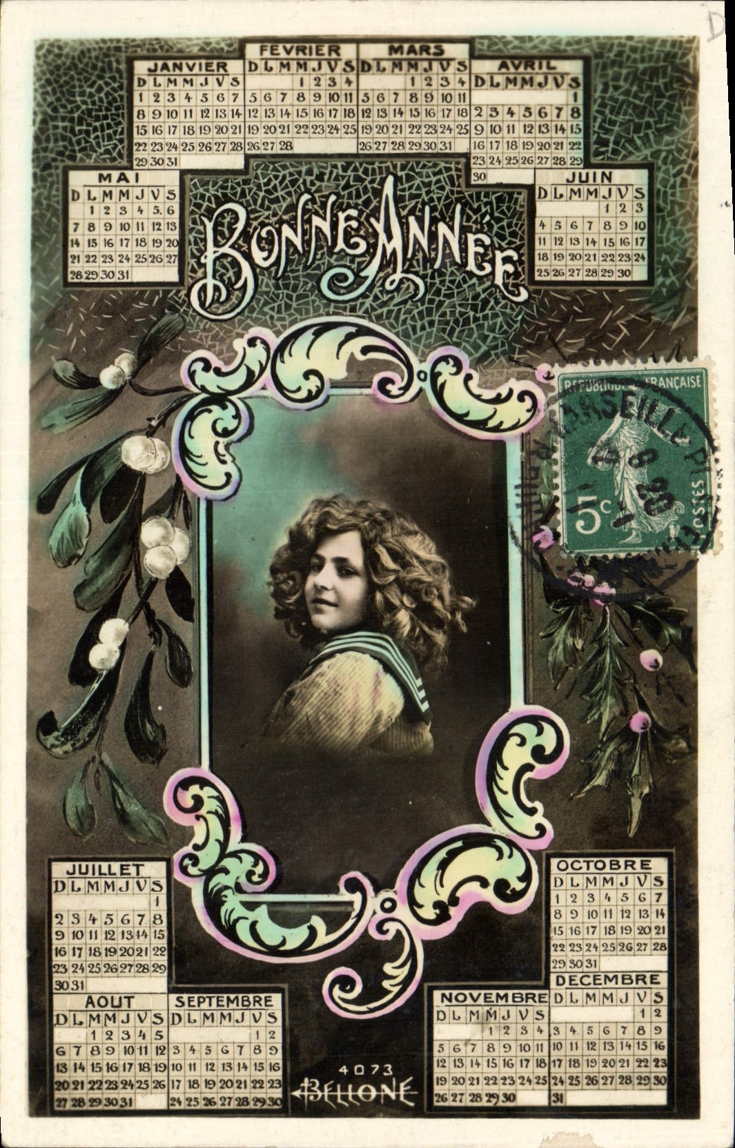 CPA Fantaisie Annee Calendrier Enfant 