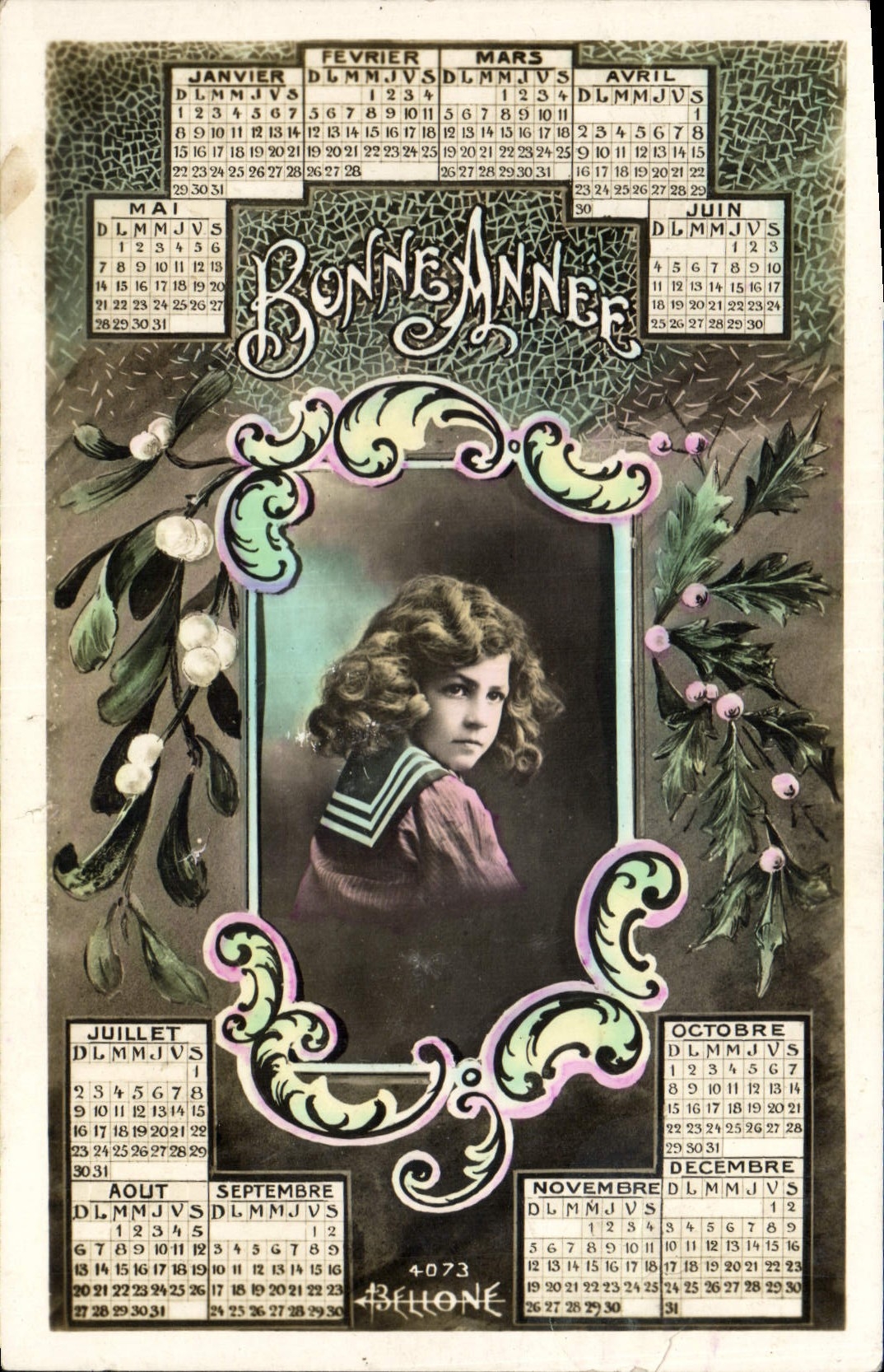 CPA Fantaisie Annee Calendrier Enfant 