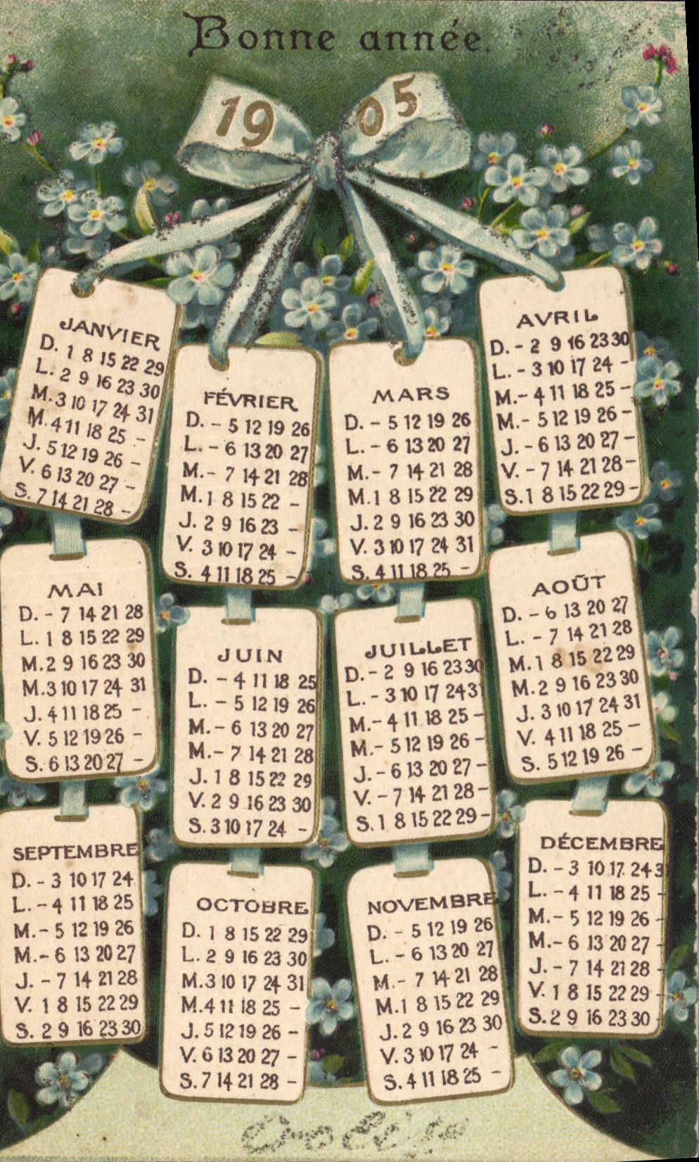 CPA Fantaisie Annee Calendrier 1905