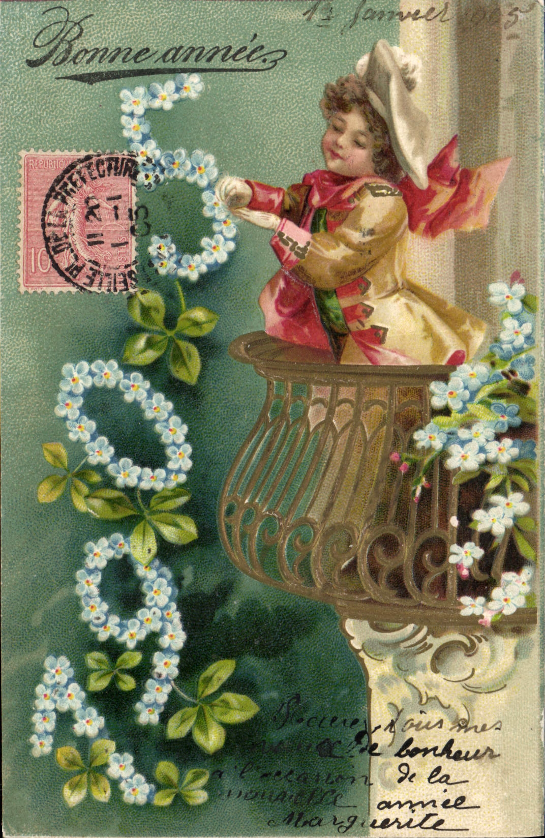 Vintage Postcard Fantasy Year 1905 Flowers Child