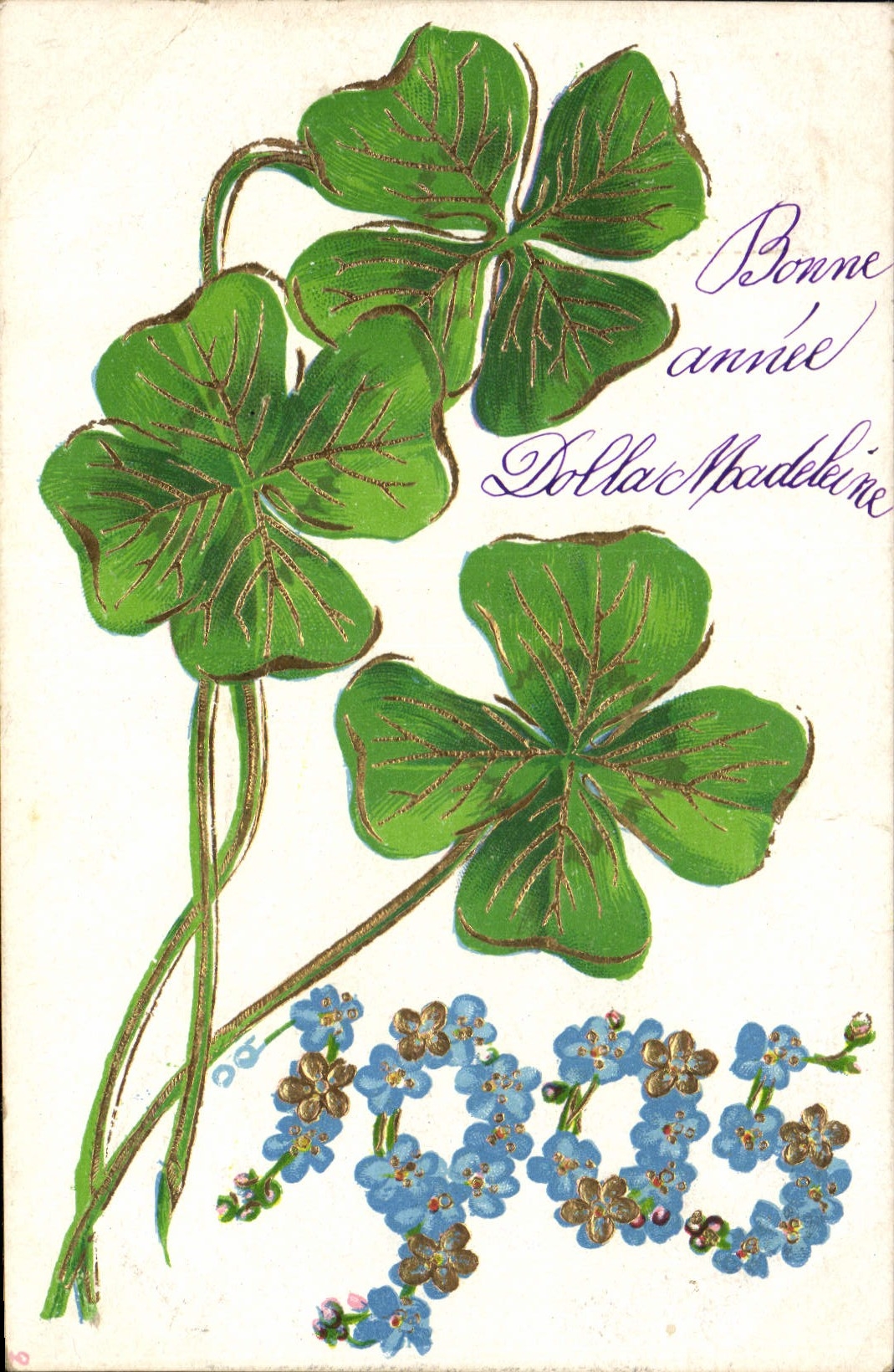 CPA Fantaisie Annee 1905 Trefles Fleurs 