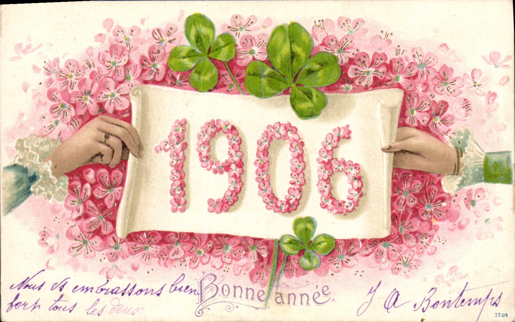 CPA Fantaisie Annee 1906 Fleurs 