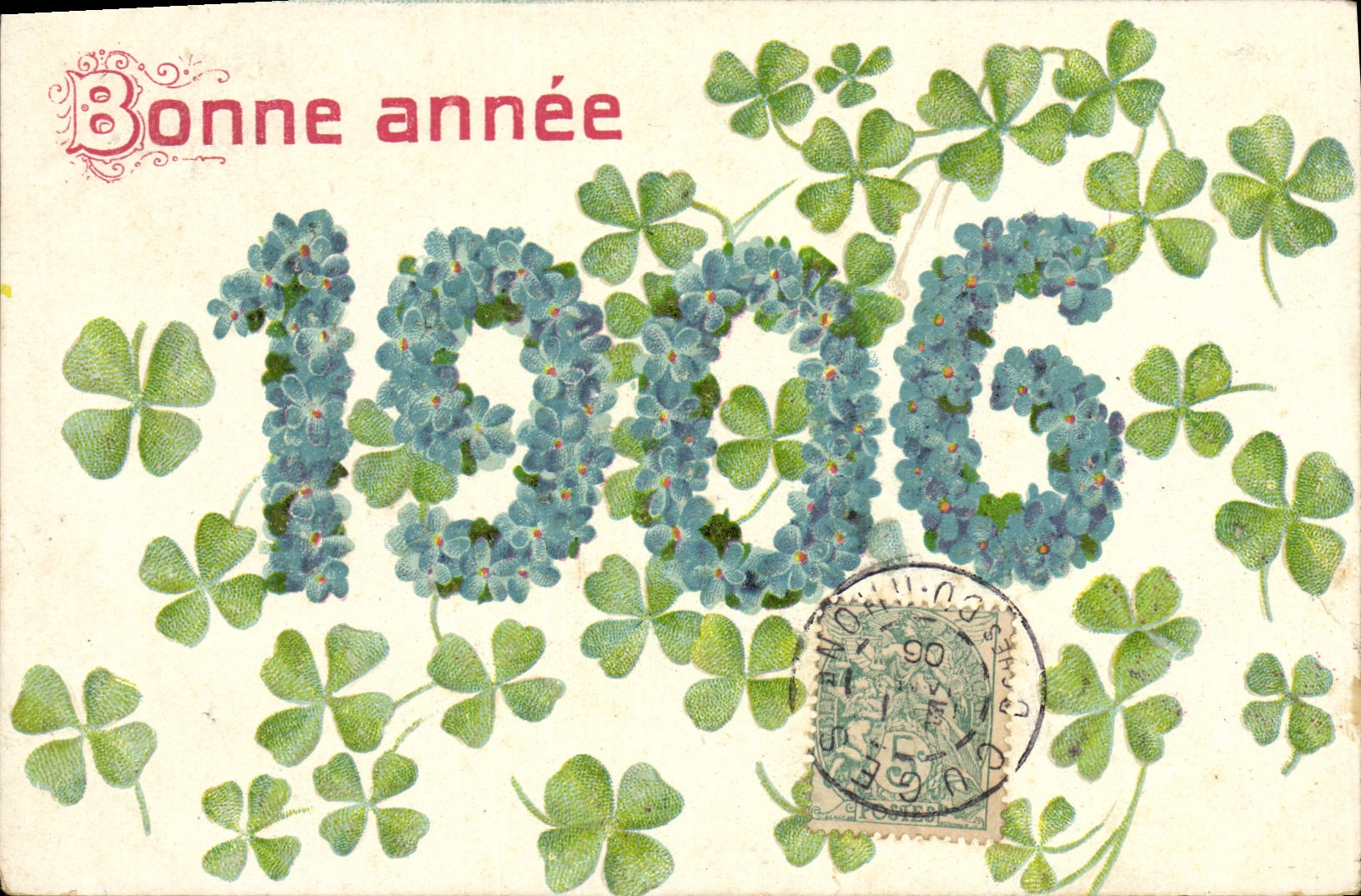 CPA Fantaisie Annee 1906 Fleurs Trefles 