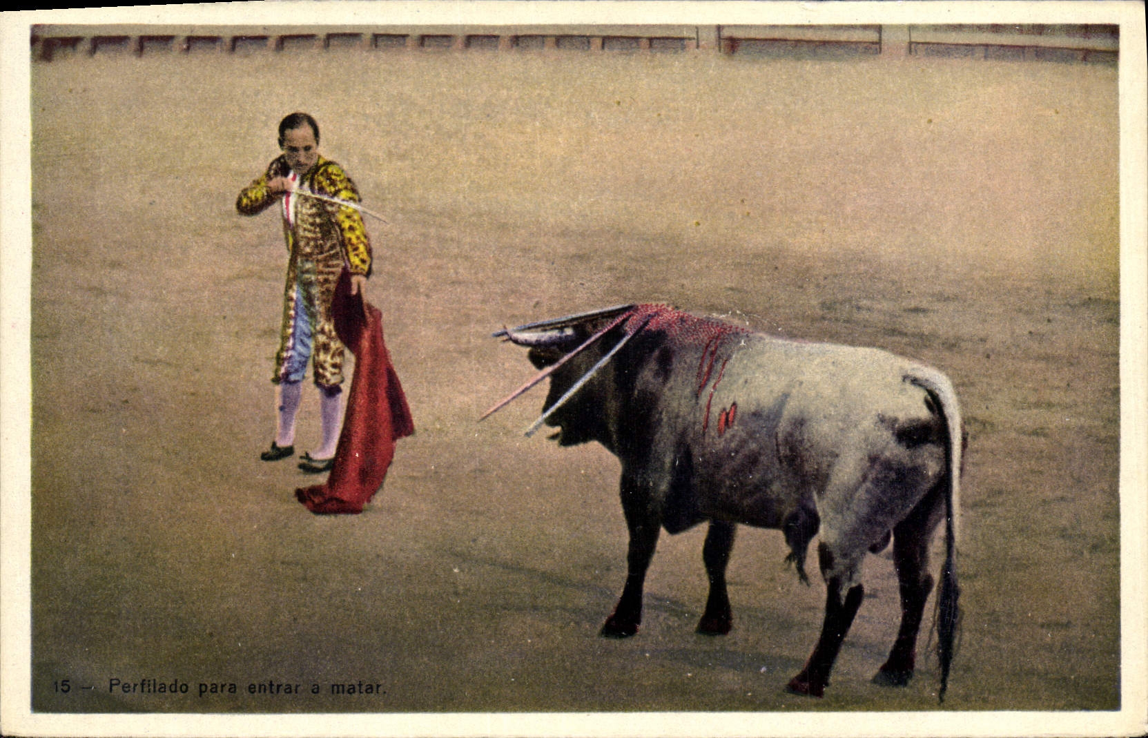 CPA Corrida Course de Taureaux Perfilado para entrar a matar
