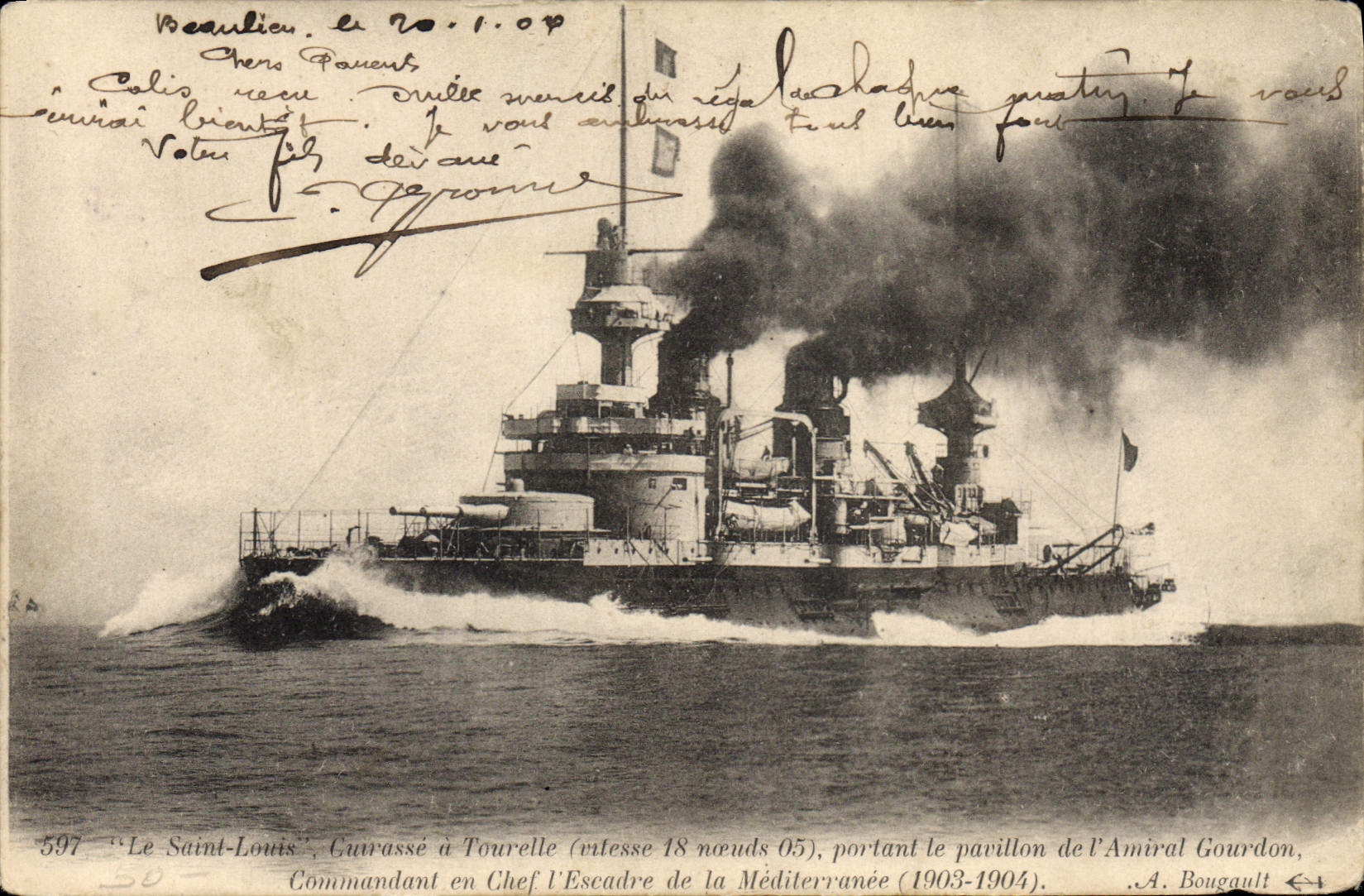 CPA Bateau de Guerre Le Saint Louis Cuirasse a tourelle 