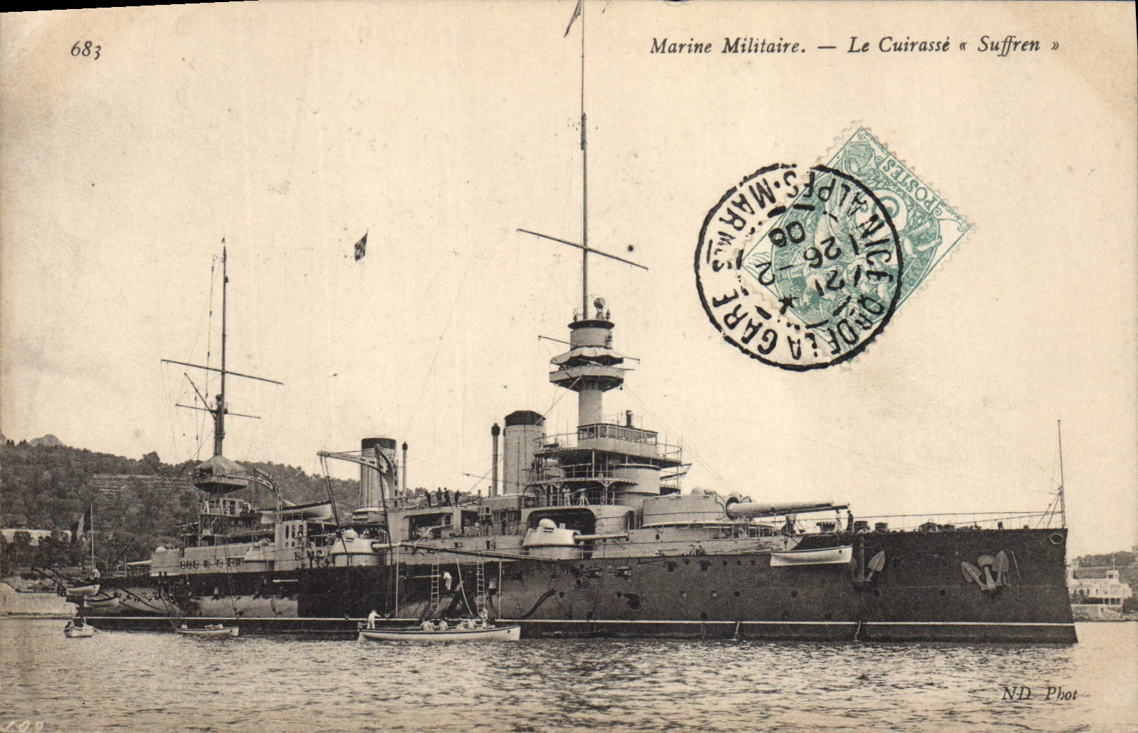 CPA Bateau de Guerre Le cuirasse Suffren