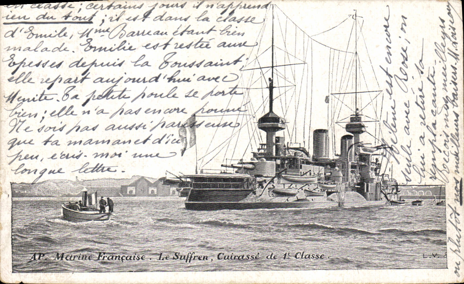 CPA Bateau de Guerre Le Suffren Cuirasse de 1ere classe
