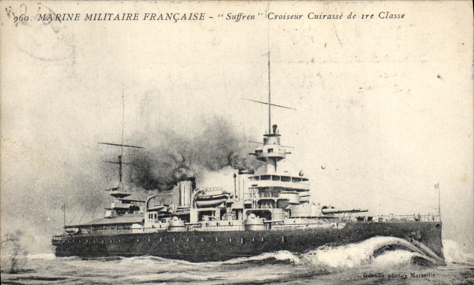 CPA Bateau de Guerre Suffren Croiseur Cuirasse de 1er classe