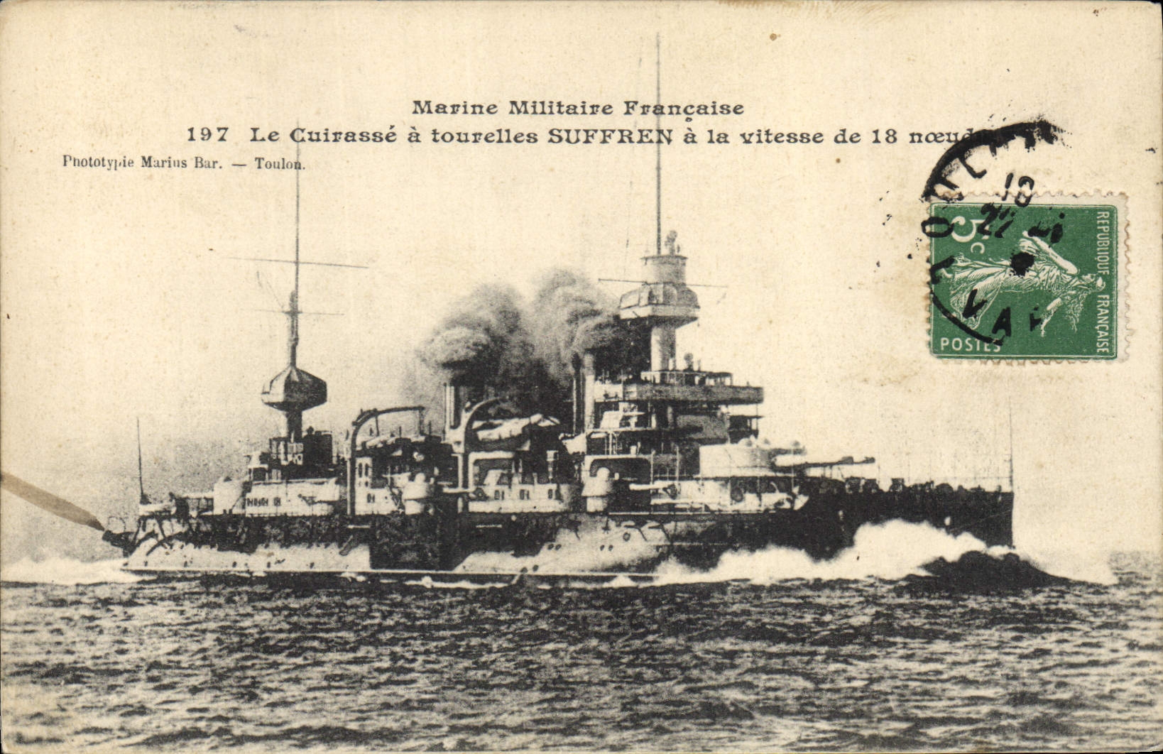 Vintage Postcard Warship the Armor has Suffren turrets