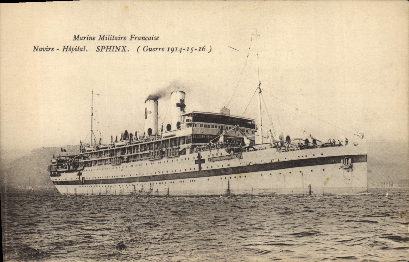 CPA Bateau de Guerre Navire Hopital Sphinx Croix Rouge