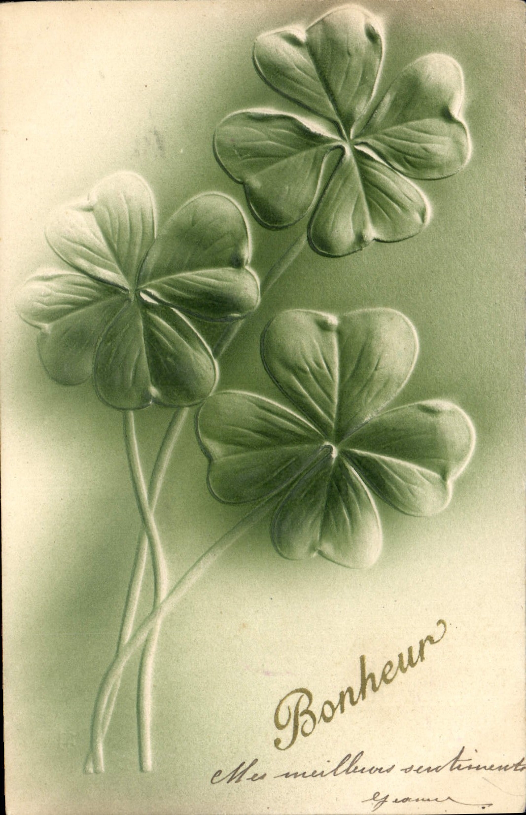 Vintage Postcard Fantasy Flowers Clover (in relief)