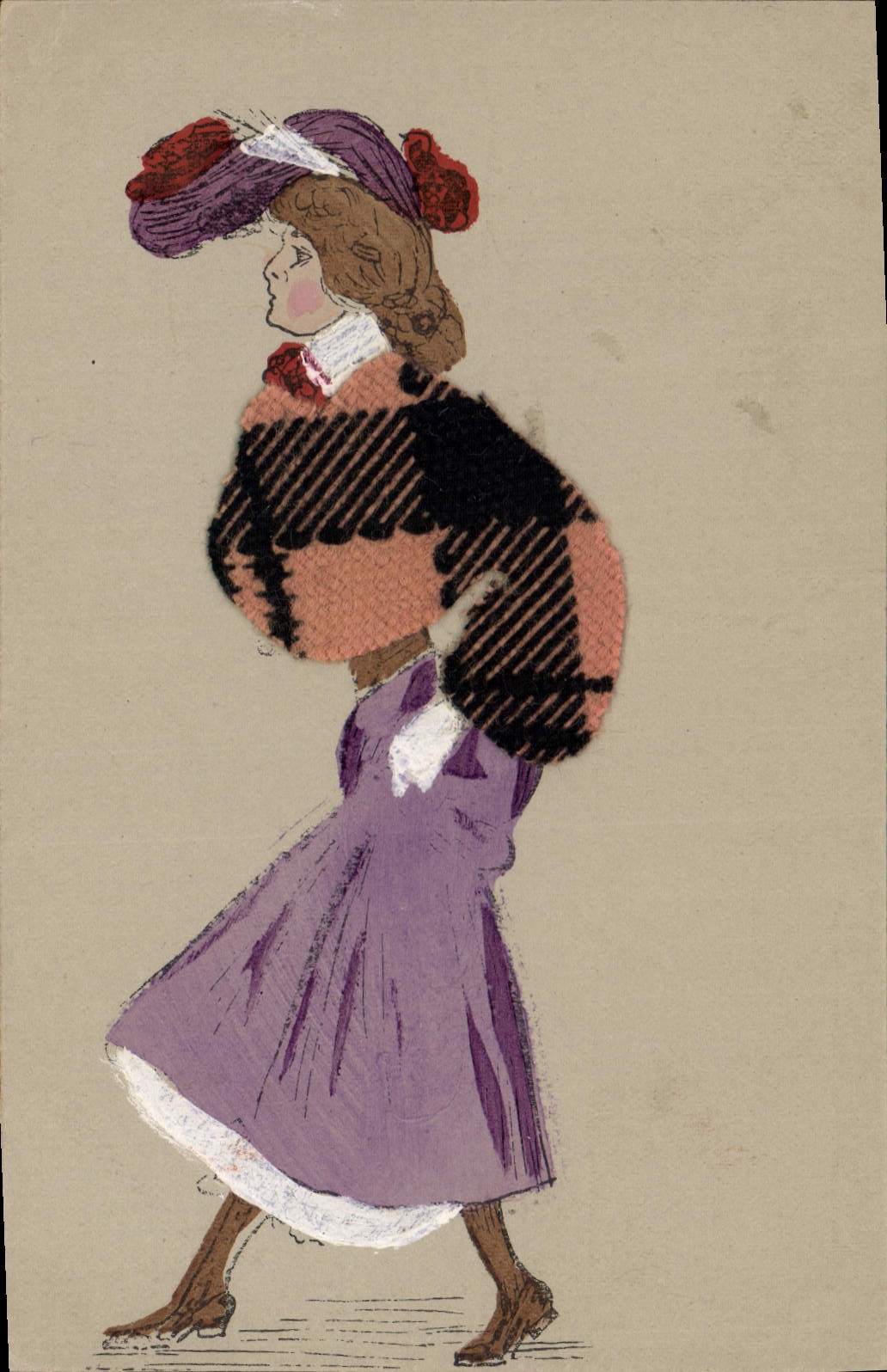 Postal Fantasia Mujer (decorado en tejido)