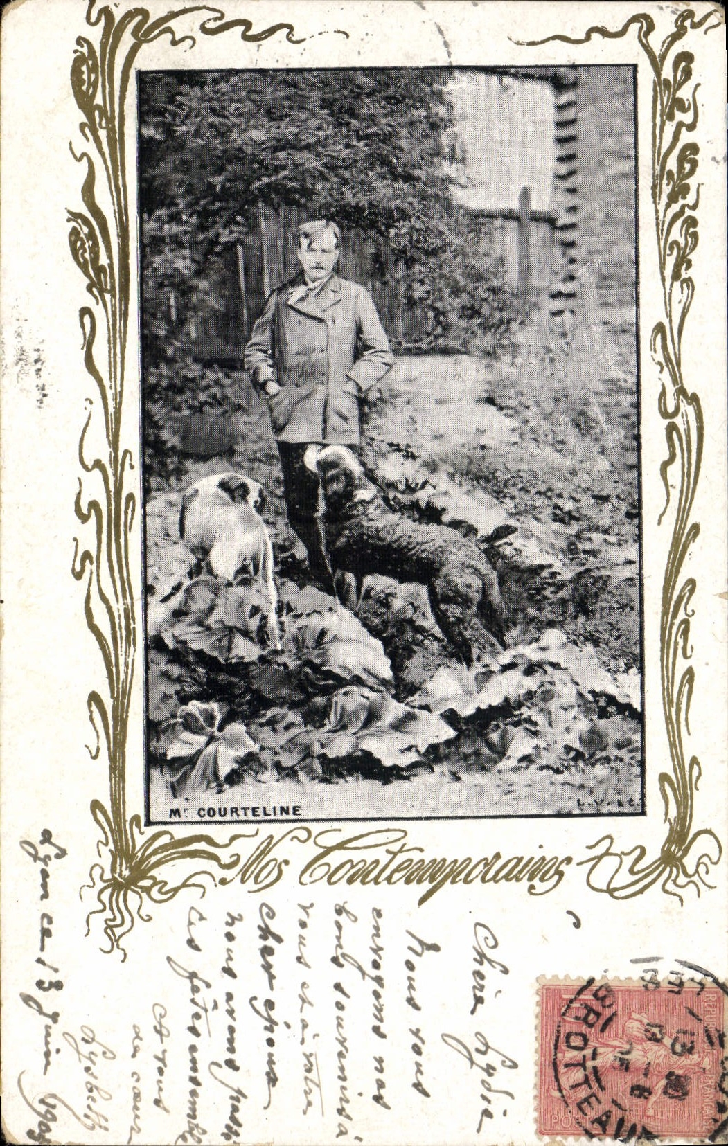 Vintage Postcard Courteline Dog Dogs