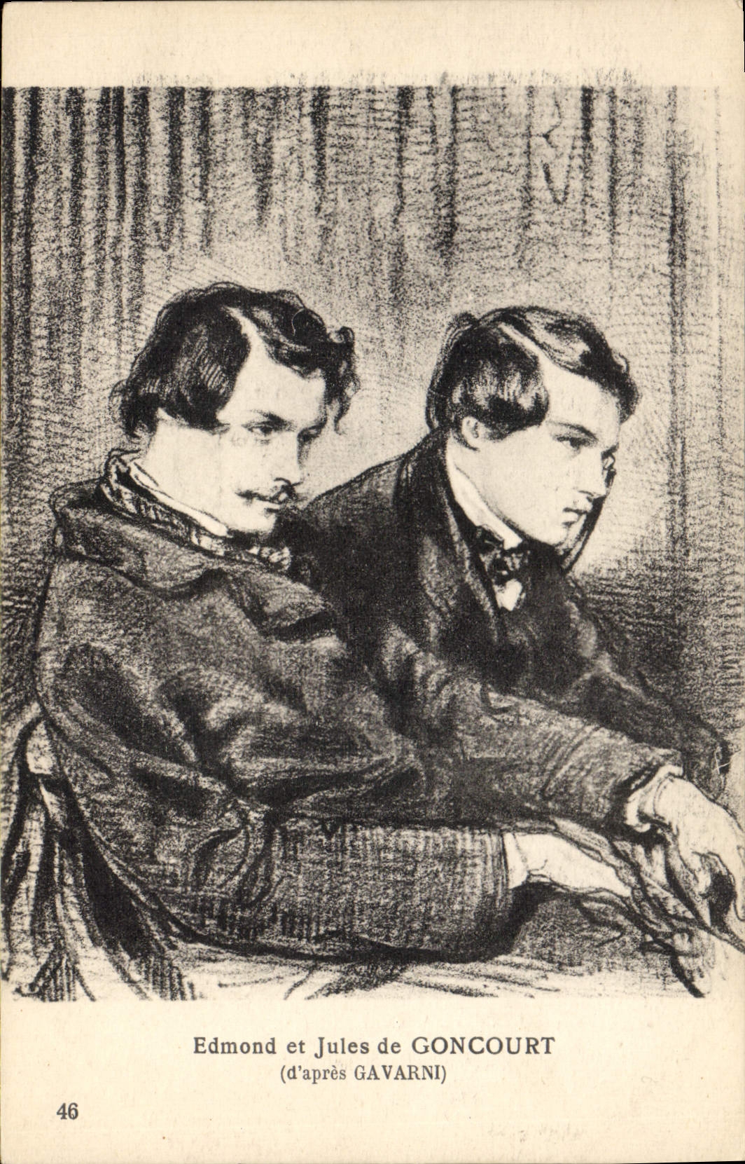CPA Edmond et Jules de Goncourt d'apres Gavarni 
