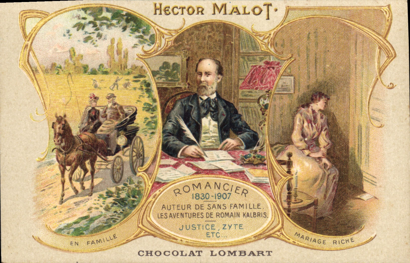 Vintage Postcard Hector Malot In rich Marriage family Lombart Chocolate