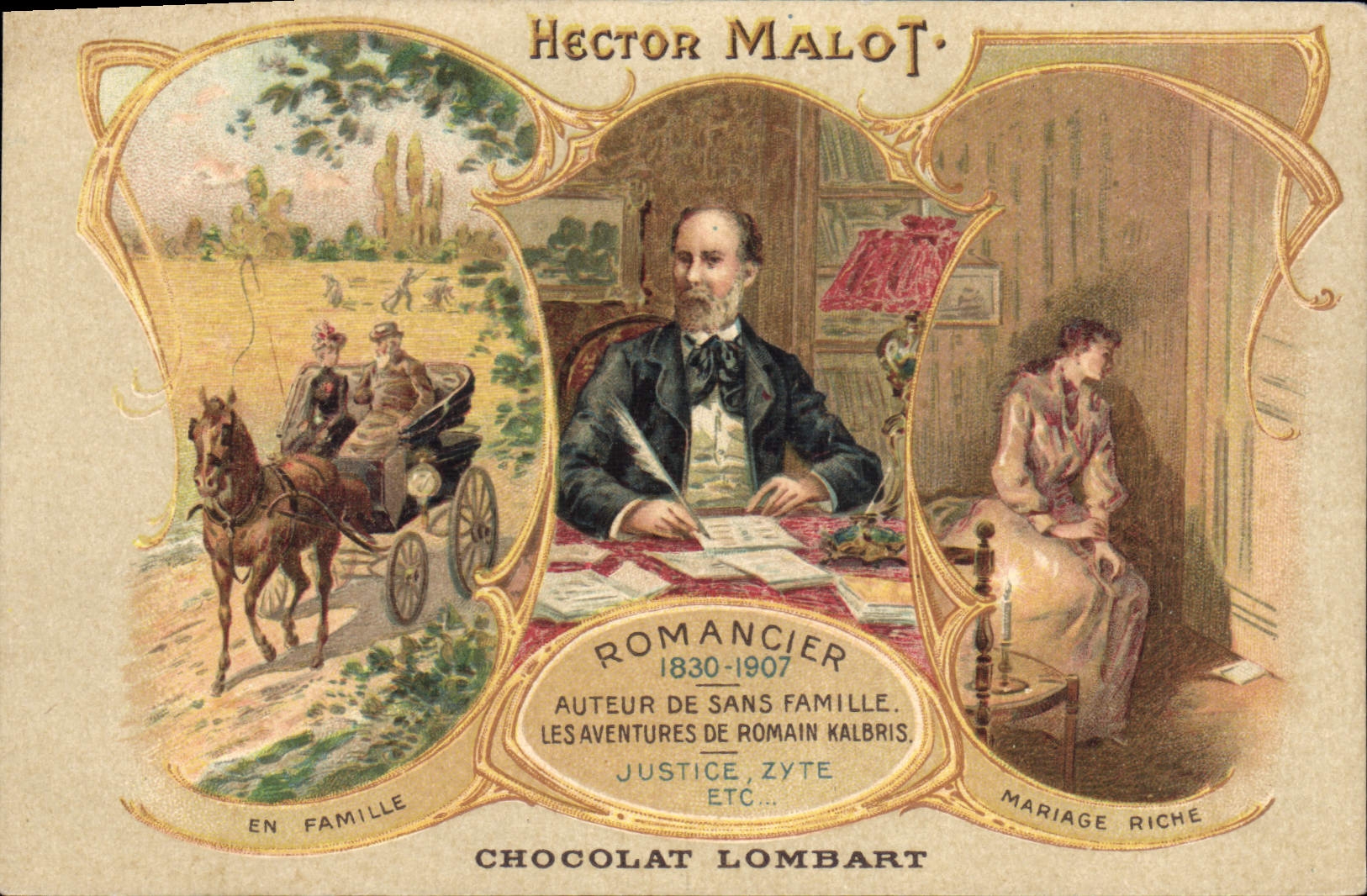 CPA Hector Malot En famille Mariage Riche Chocolat Lombart 