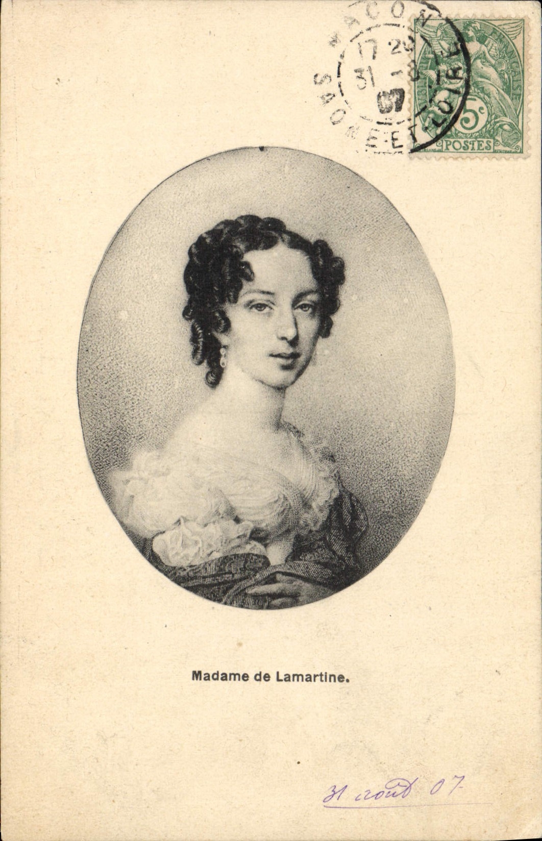 Vintage Postcard Madam de Lamartine
