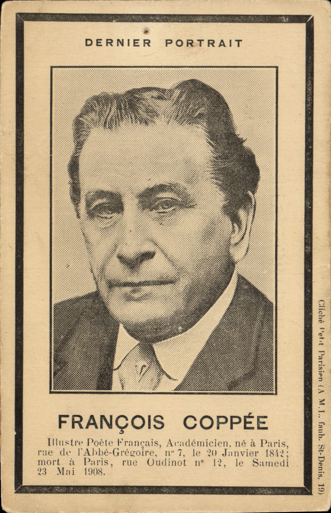Vintage Postcard François Copee poet