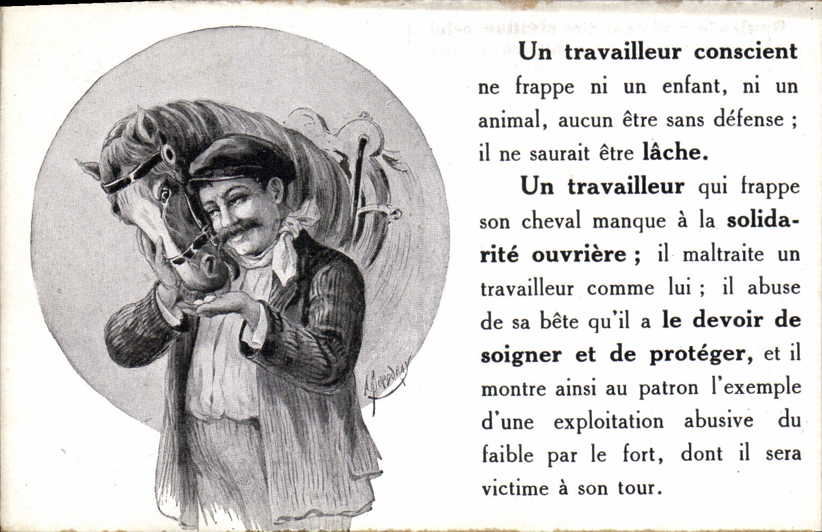 CPA Cheval Equitation Hippisme Un travailleur conscient