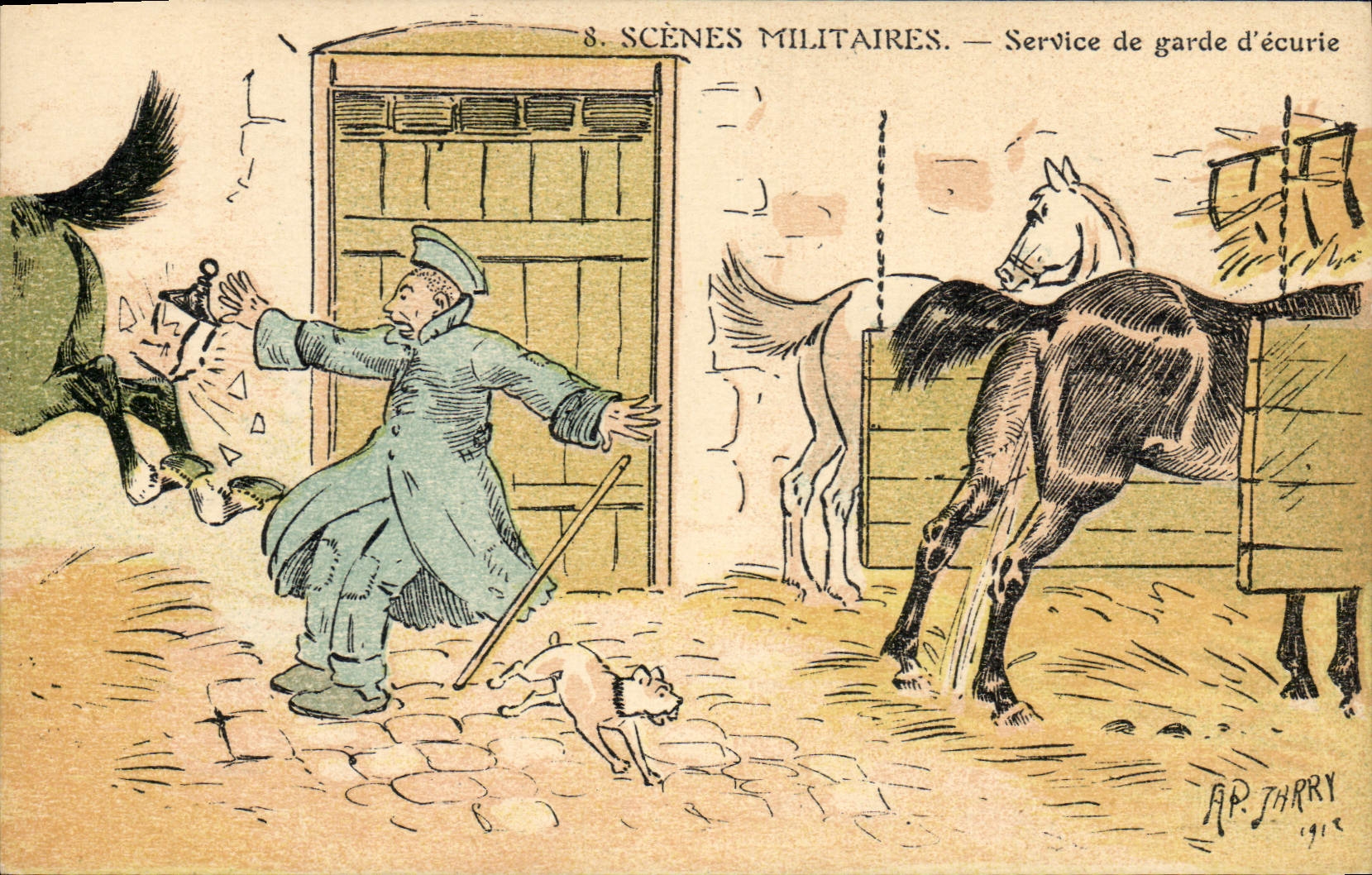 CPA Cheval Equitation Hippisme Service de garde d'ecurie