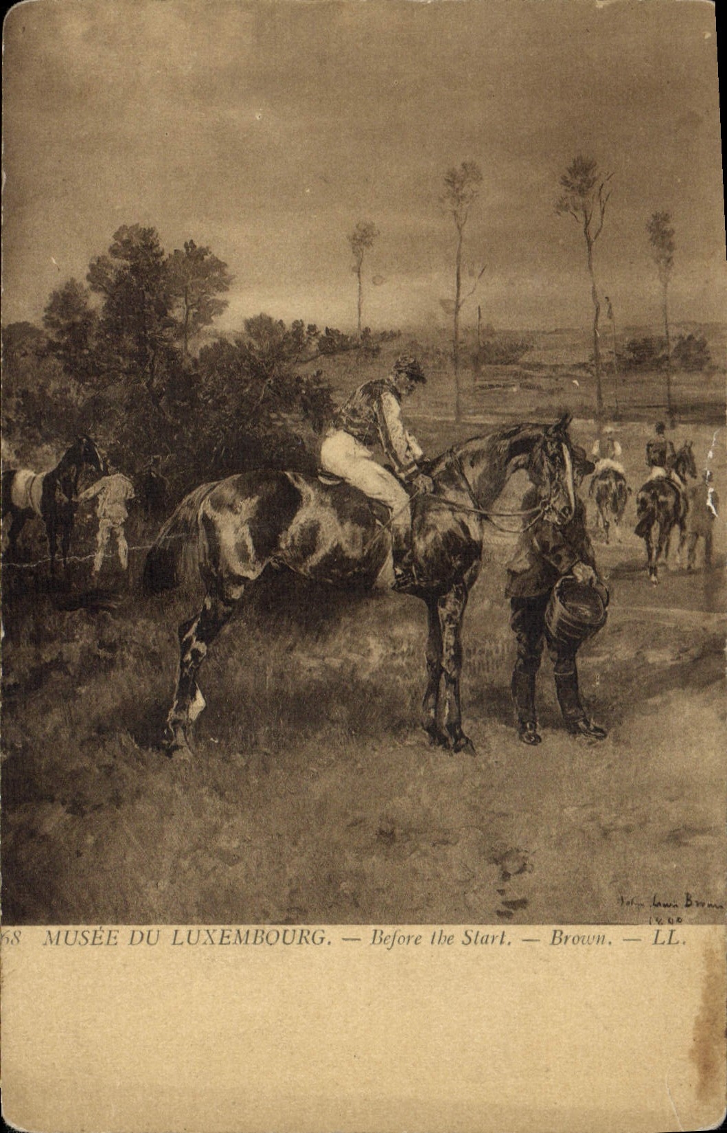Postal Caballo Equitación Hípica Vagar de Luxemburgo Before the start Brown